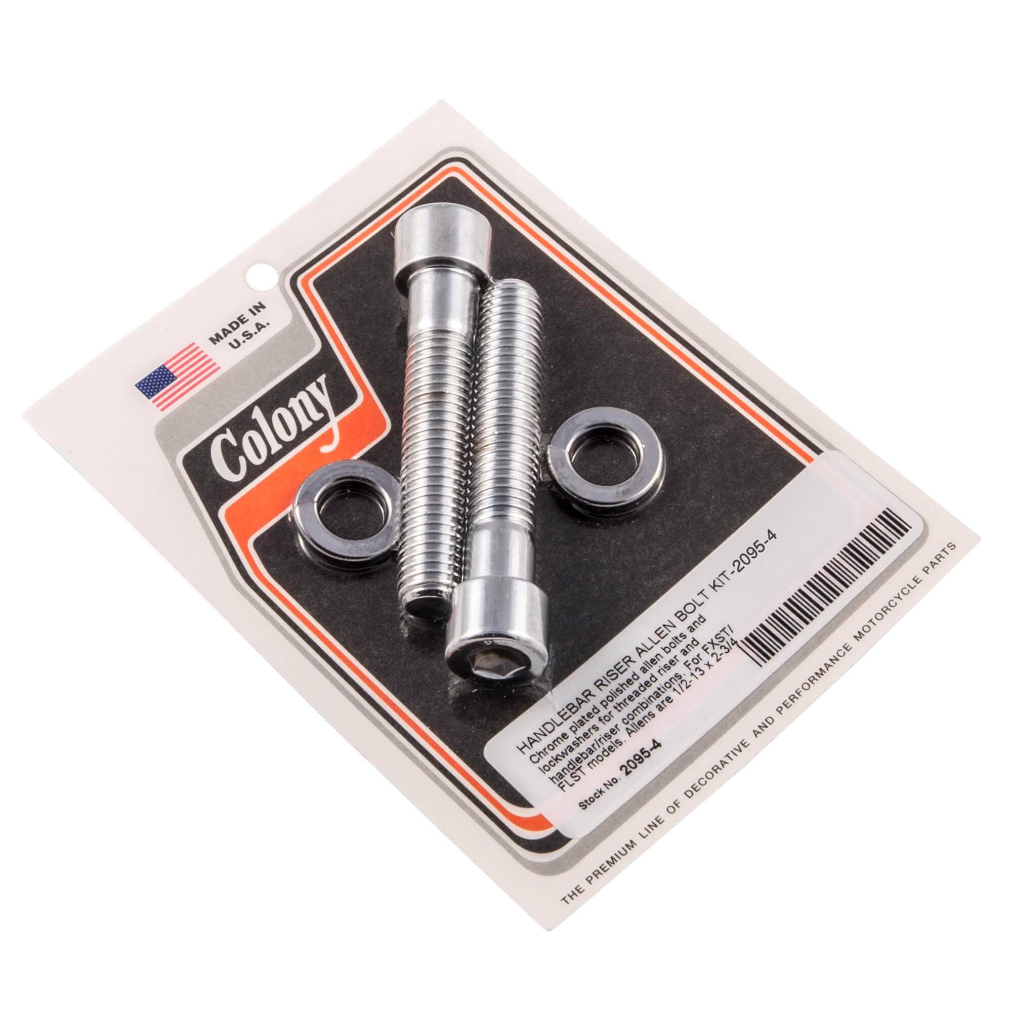 #2095-4 Handlebar Riser Allen Bolt Kit 1/2-13 x 2-3/4" Harley-Davidson FXST/FLST Models - Chrome Plated