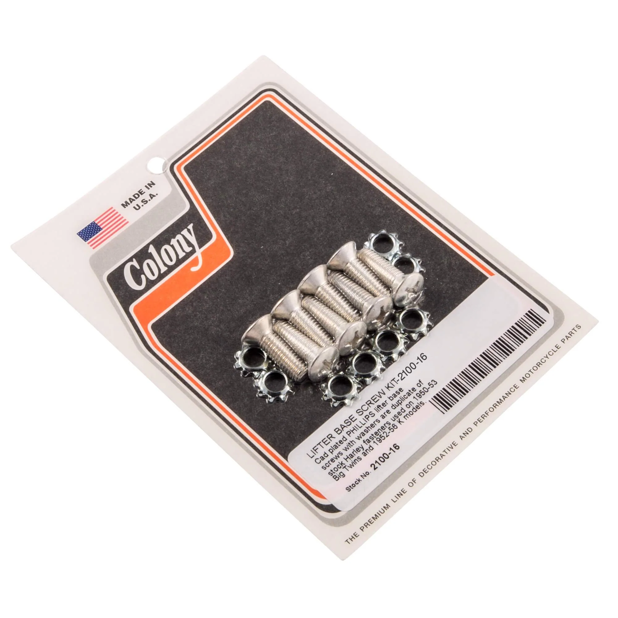 #2100-16 Lifter Base Phillips Screw Kit 1950-1953 Harley-Davidson Big Twin 1952-1956 K Models - CAD Plated