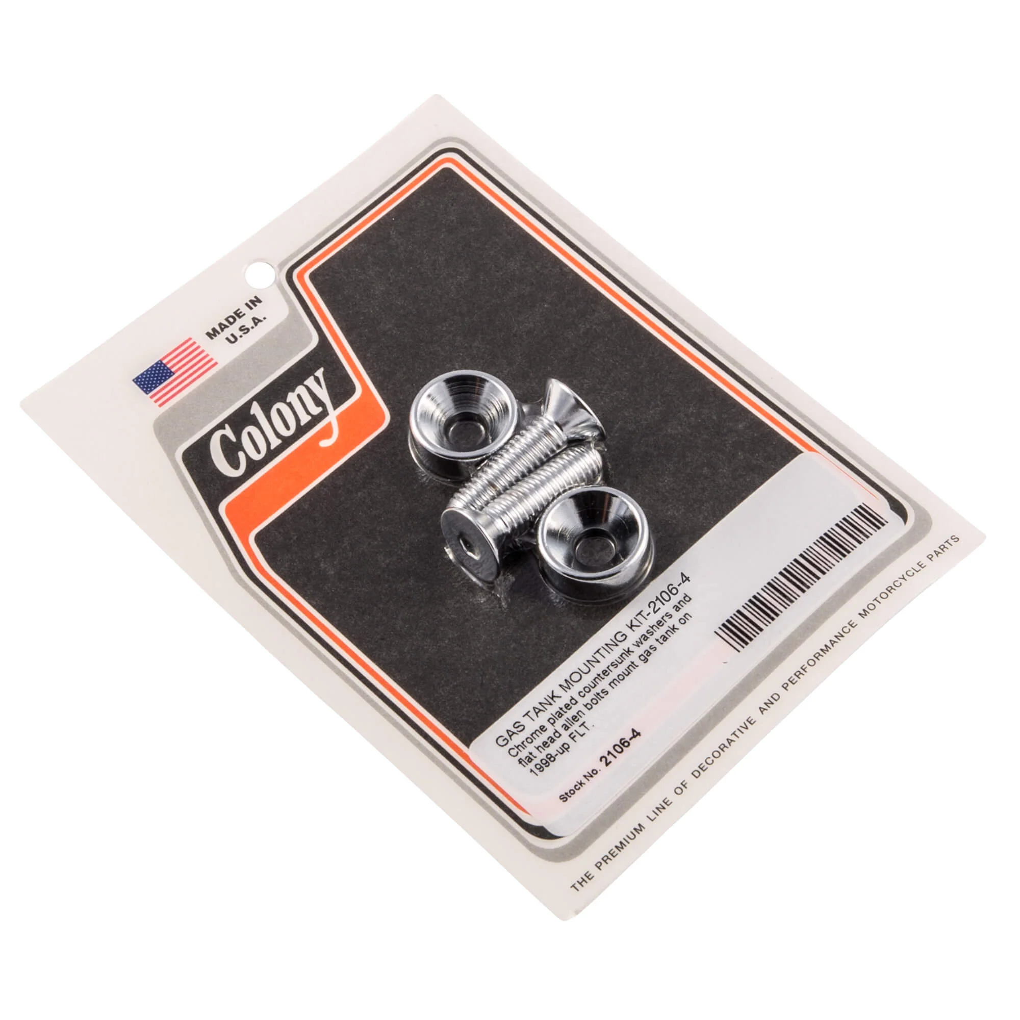 #2106-4 Countersunk Gas Tank Mounting Kit 1998-Up Harley-Davidson FLT - Chrome Plated