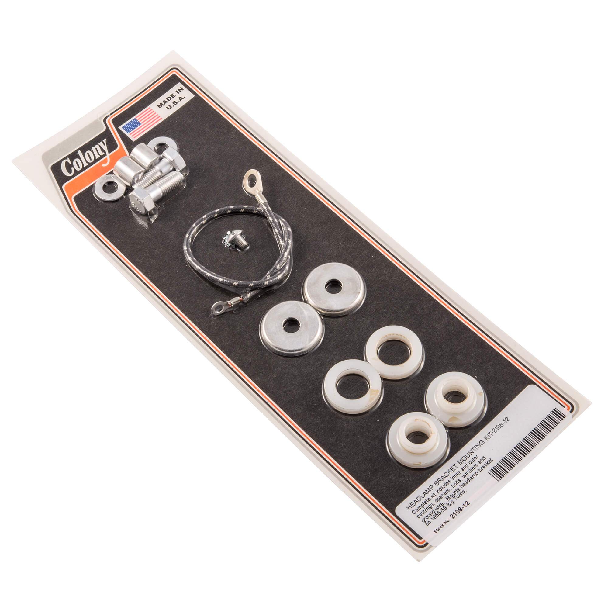 #2108-12 Headlamp Bracket Mounting Kit 1955-1959 Harley-Davidson Big Twin - CAD Plated