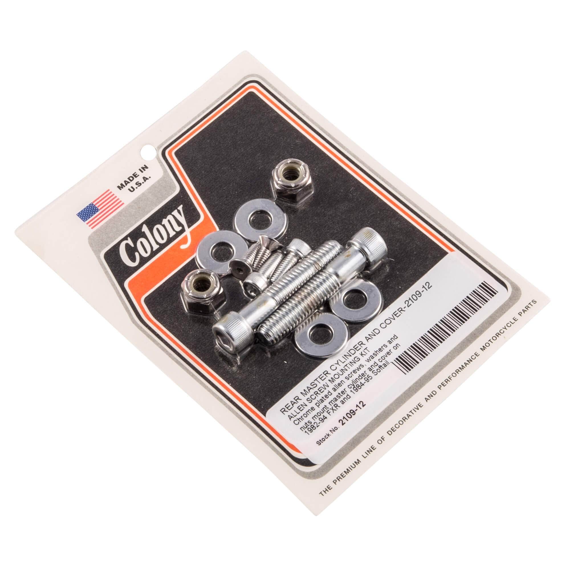 #2109-12 Rear Master Cylinder and Cover Allen Hardware Kit 1982-1994 Harley-Davidson FXR 1984-1995 Softail - Chrome Plated