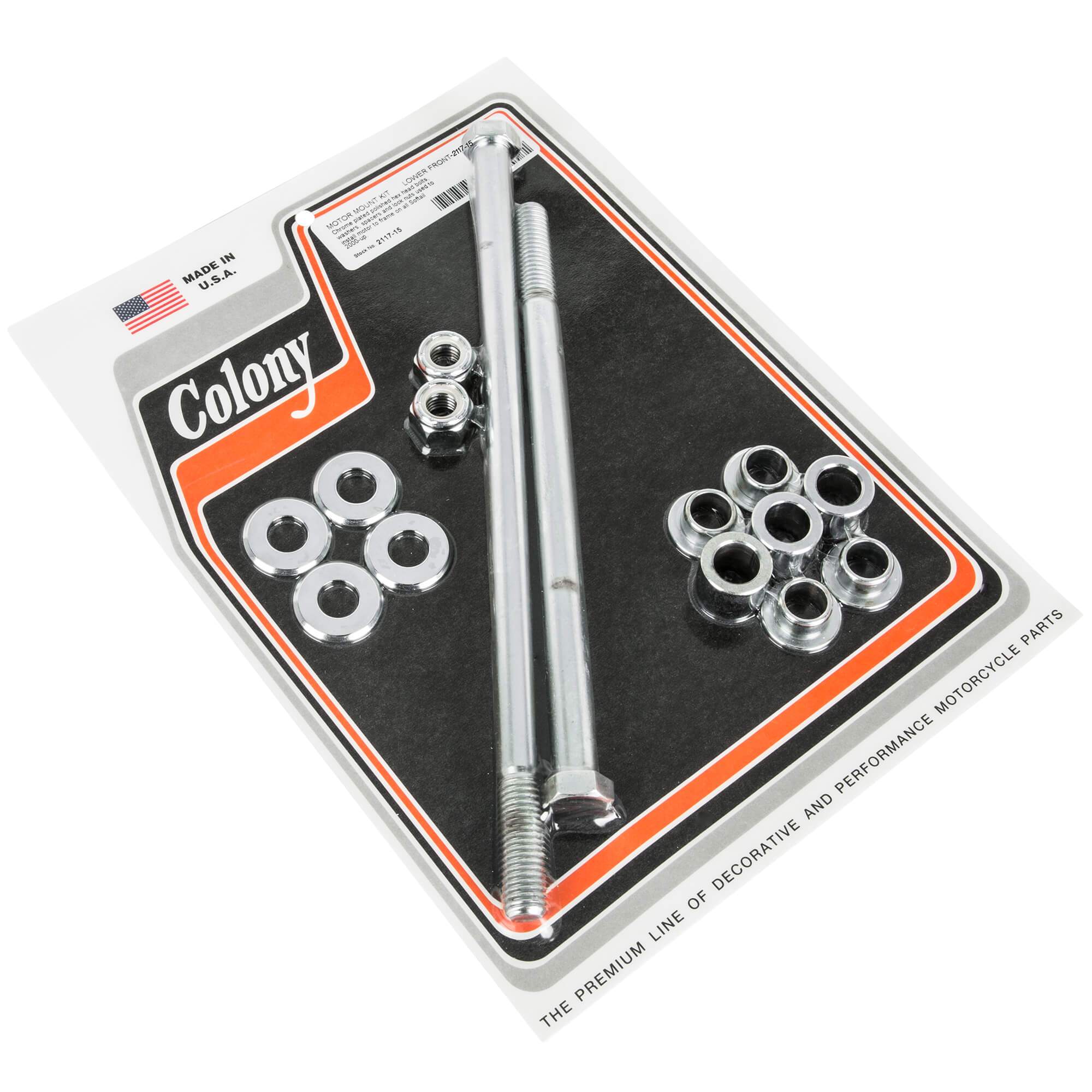 #2117-15 Motor Mount Kit Smooth Hex Bolts 2000-Up Harley-Davidson Softail - Chrome Plated - Image 2