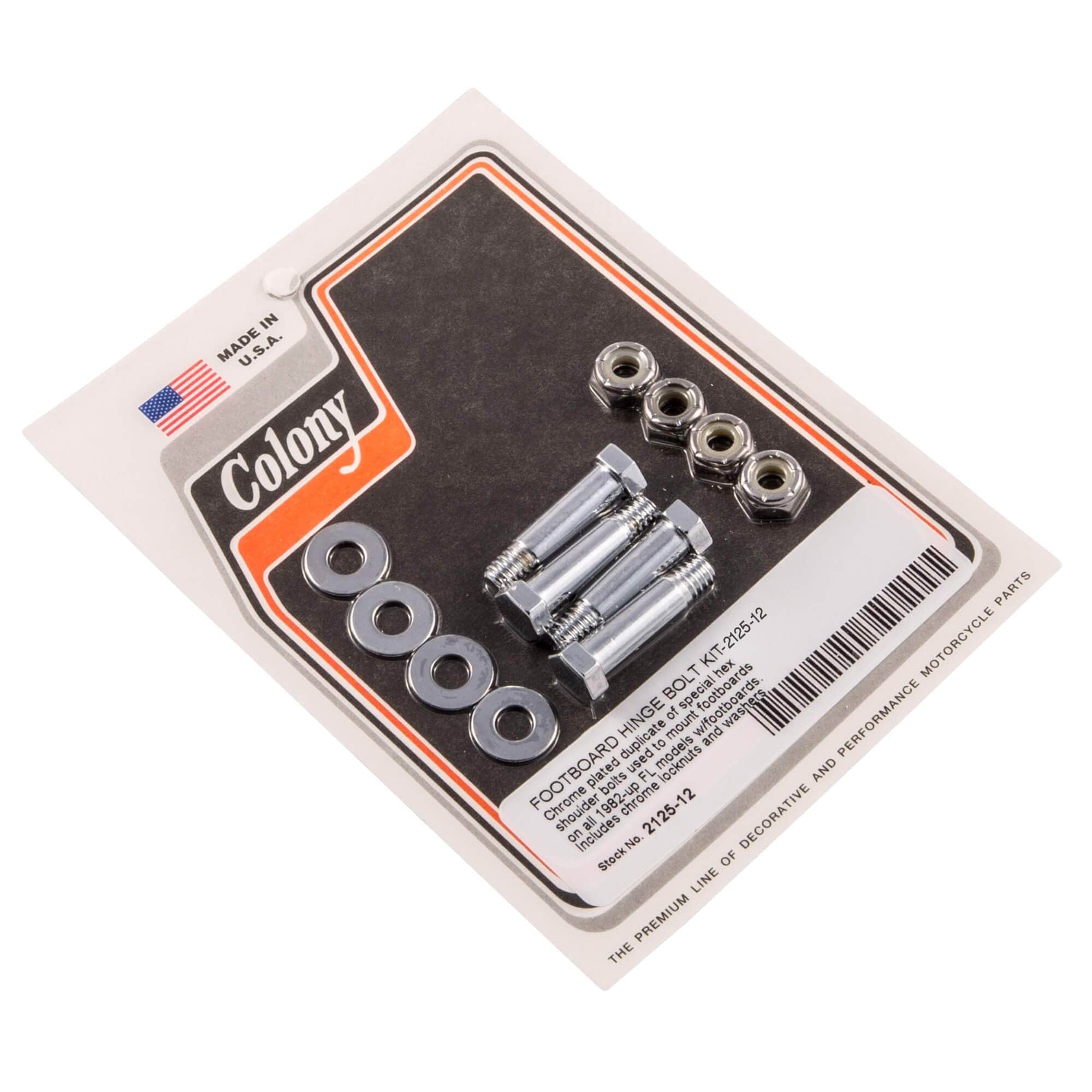 #2125-12 Floorboard Hinge Bolt Kit 1982-Up Harley-Davidson FL - Chrome Plated