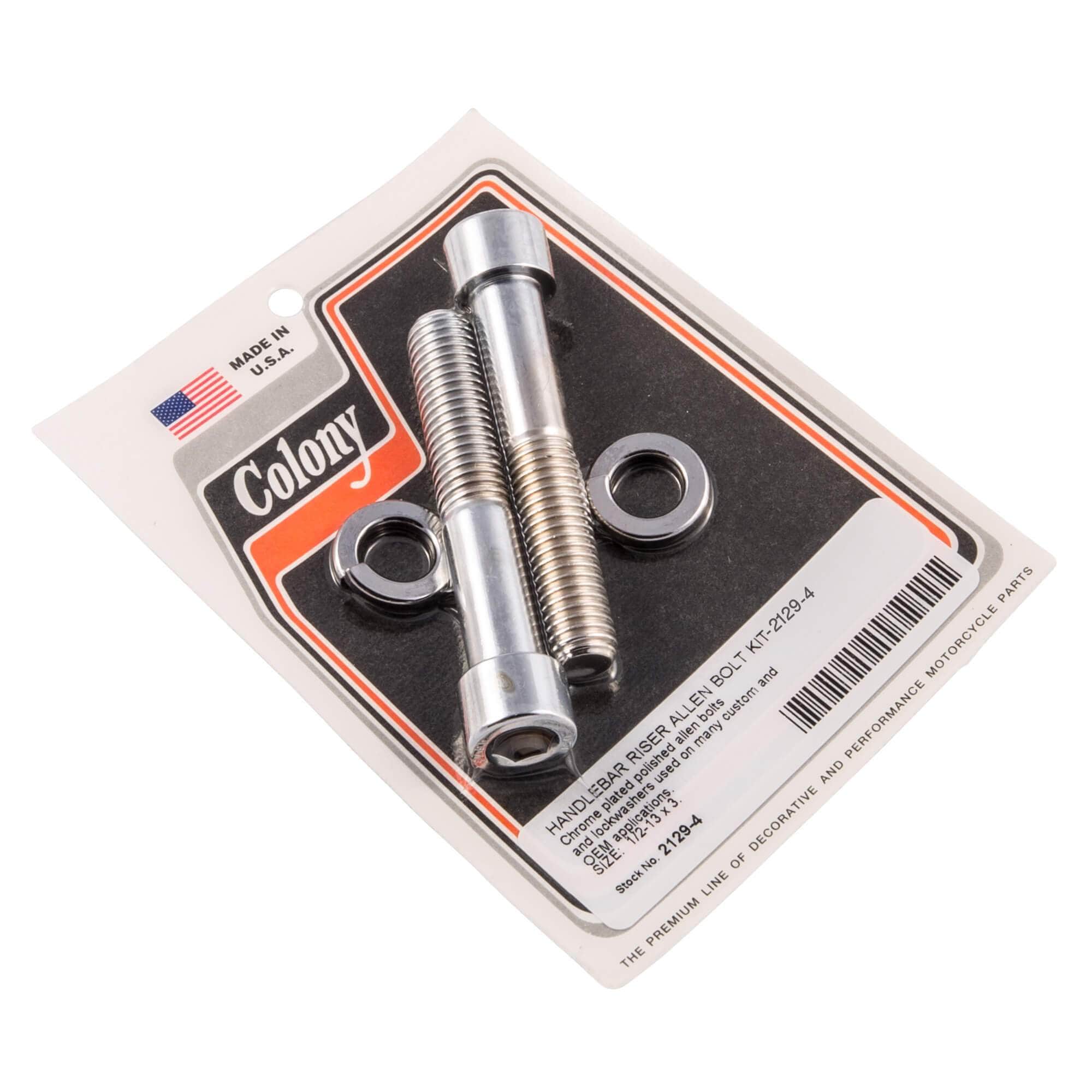 #2129-4 Handlebar Riser Allen Bolt Kit 1/2-13 x 3" - Chrome Plated