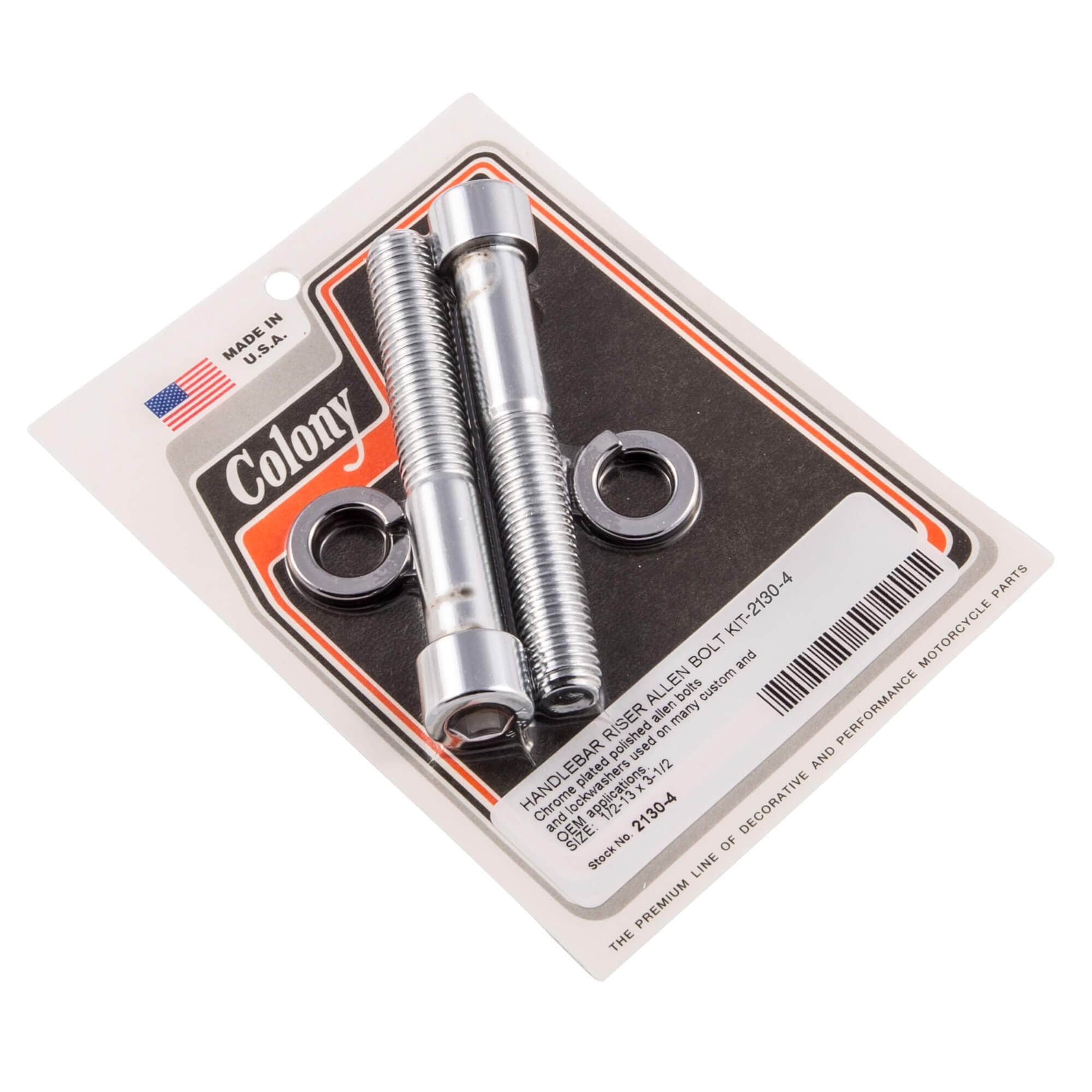 #2130-4 Handlebar Riser Allen Bolt Kit 1/2-13 x 3-1/2" - Chrome Plated