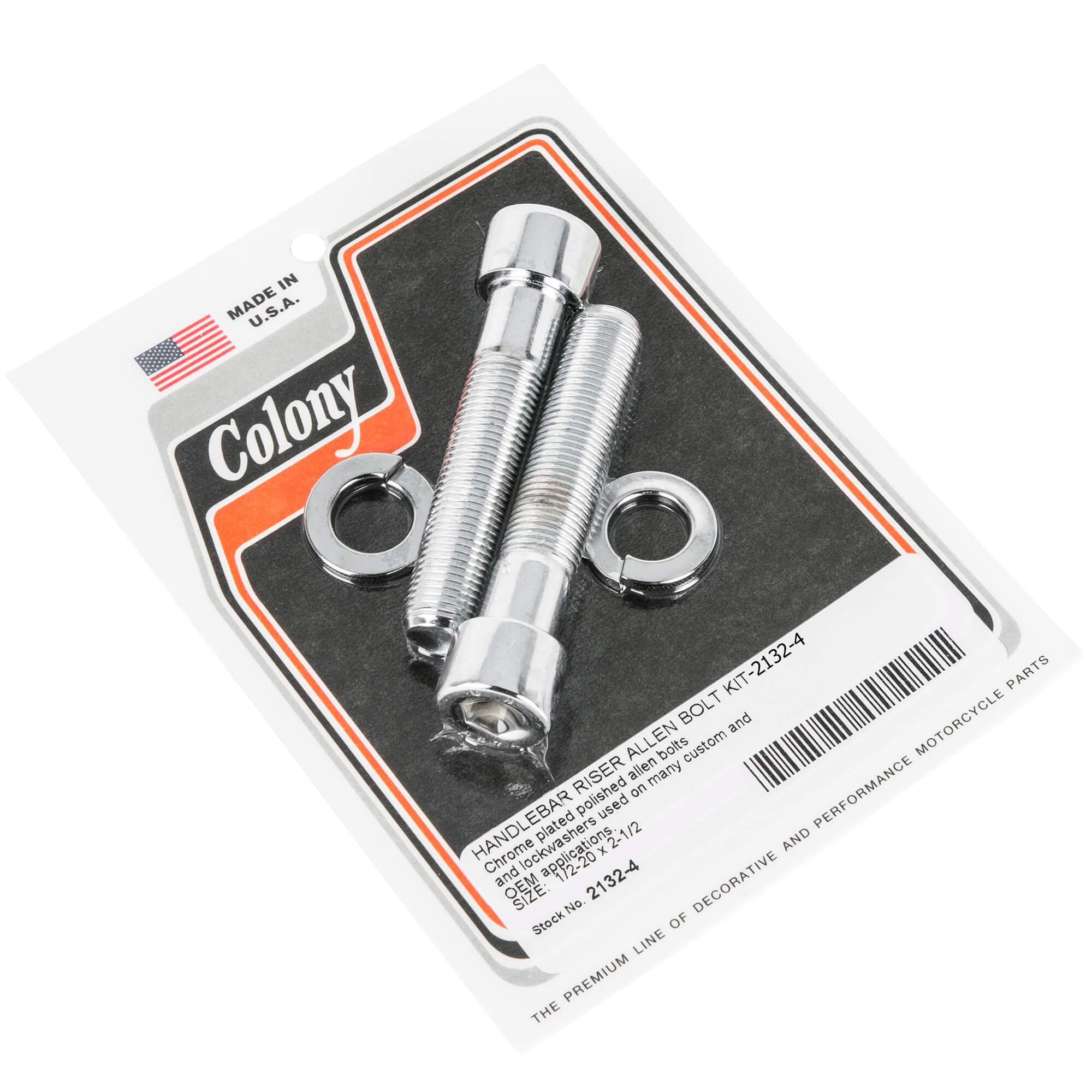 #2132-4 Handlebar Riser Smooth Allen Bolt Kit 1/2-20 x 2-1/2 inches - Chrome Plated