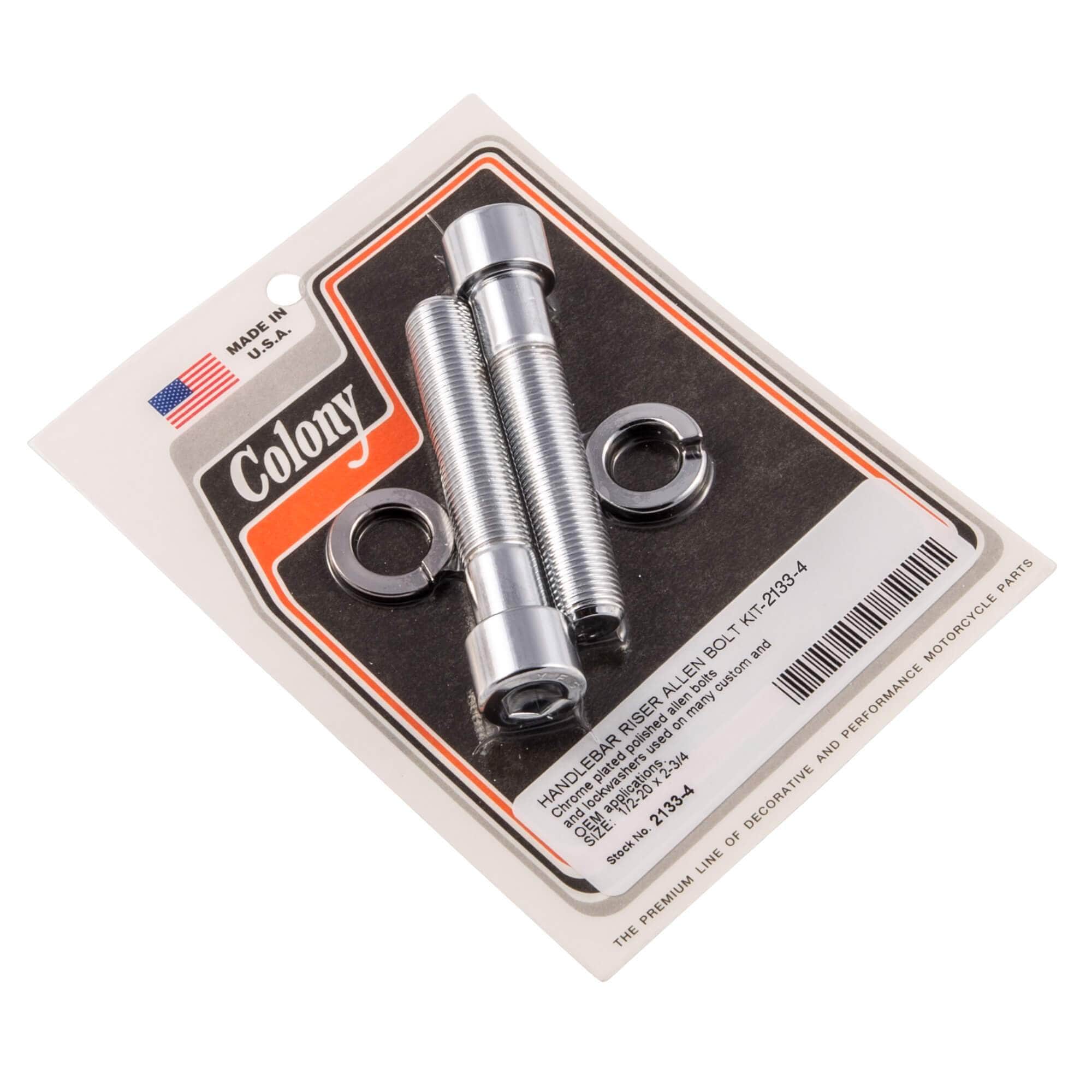 #2133-4 Handlebar Riser Allen Bolt Kit 1/2-20 x 2-3/4" - Chrome Plated
