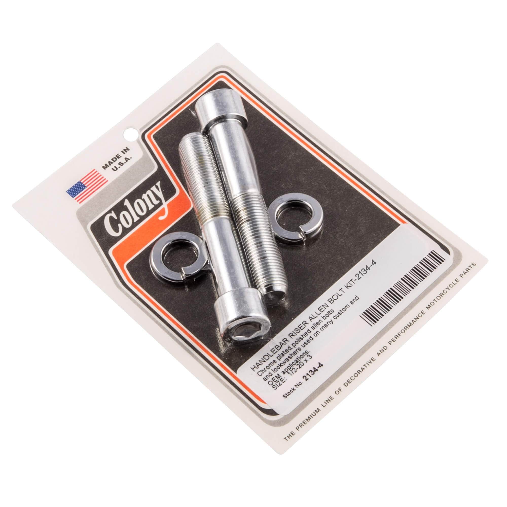 #2134-4 Handlebar Riser Allen Bolt Kit 1/2-20 x 3" - Chrome Plated