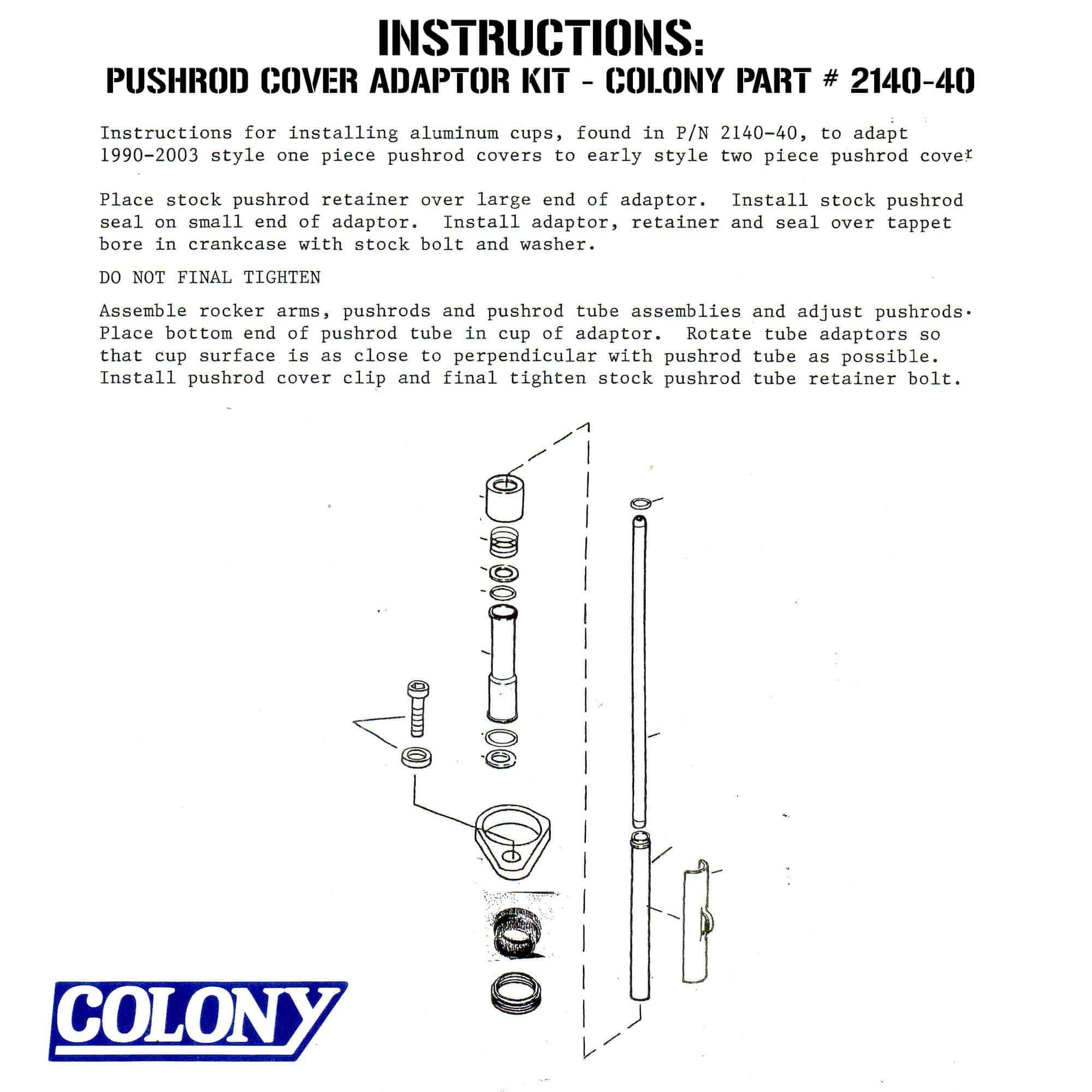 #2140-40 Early Style Pushrod Cover Adaptor Kit 1990-2003 Harley-Davidson Sportster - Chrome Plated - Image 2