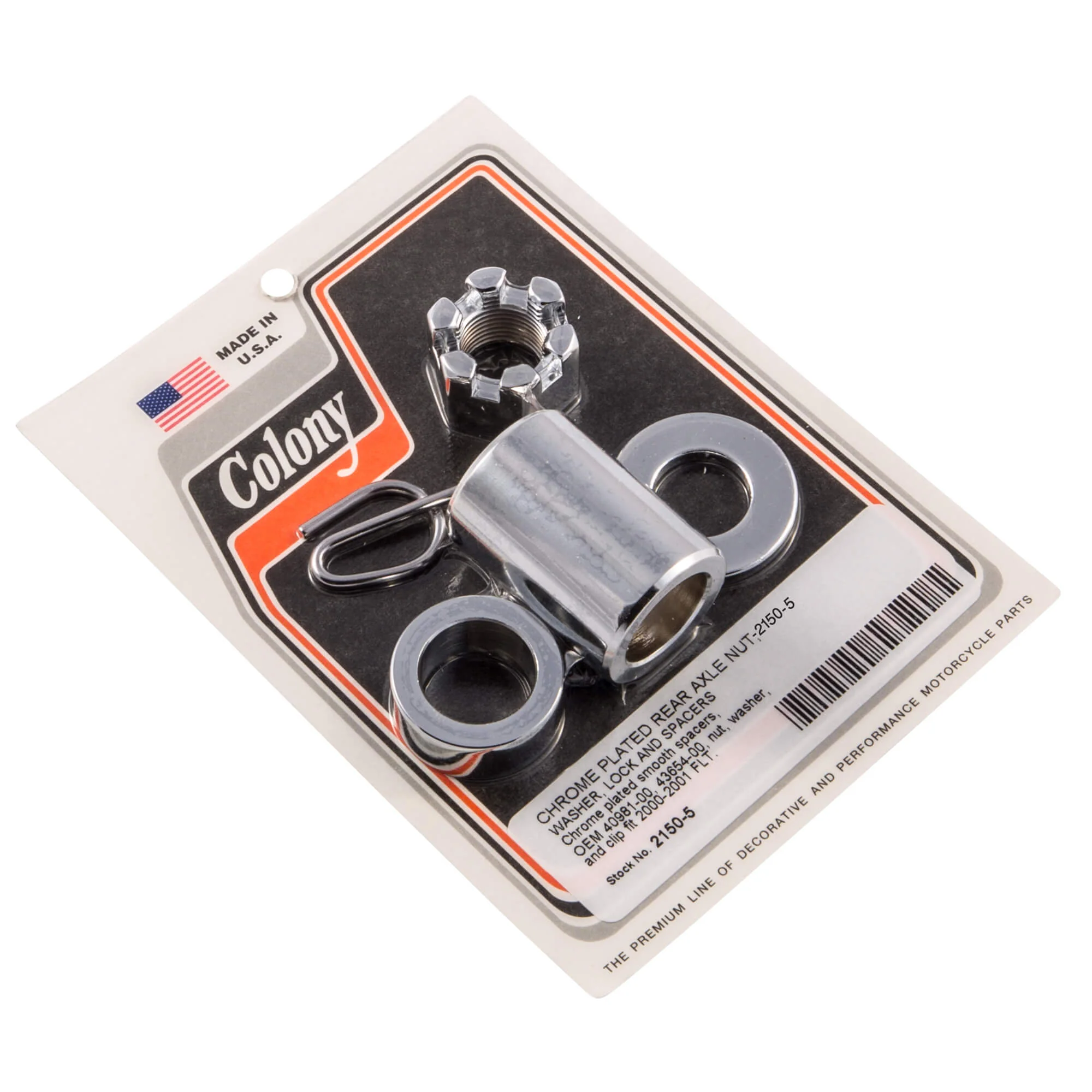 #2150-5 Rear Axle Nut Spacer Kit Smooth 2000-2001 Harley-Davidson FLT - Chrome Plated