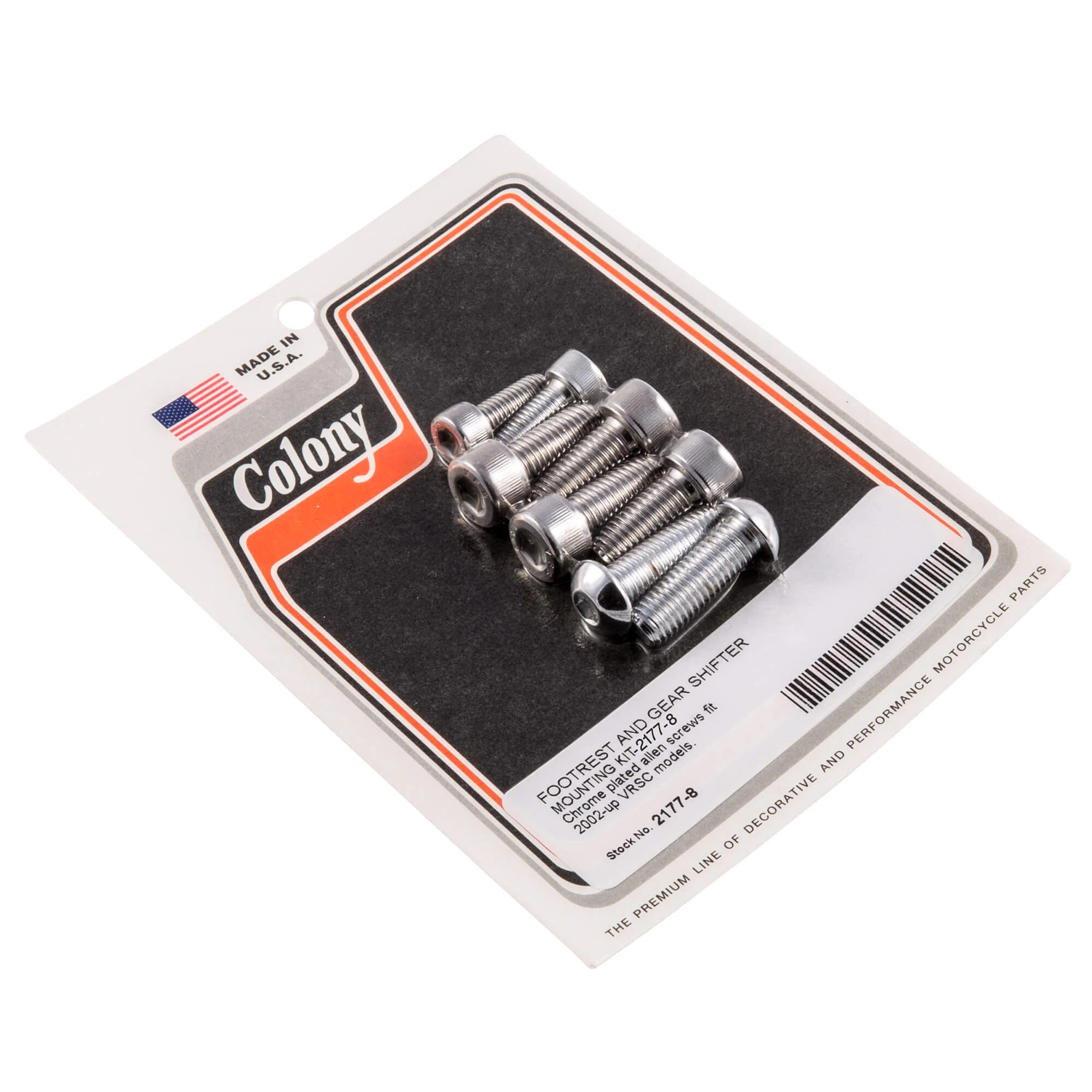 #2177-8 Footrest and Gear Shifter Mounting Allen Kit 2002-Up Harley-Davidson VRSC - Chrome Plated