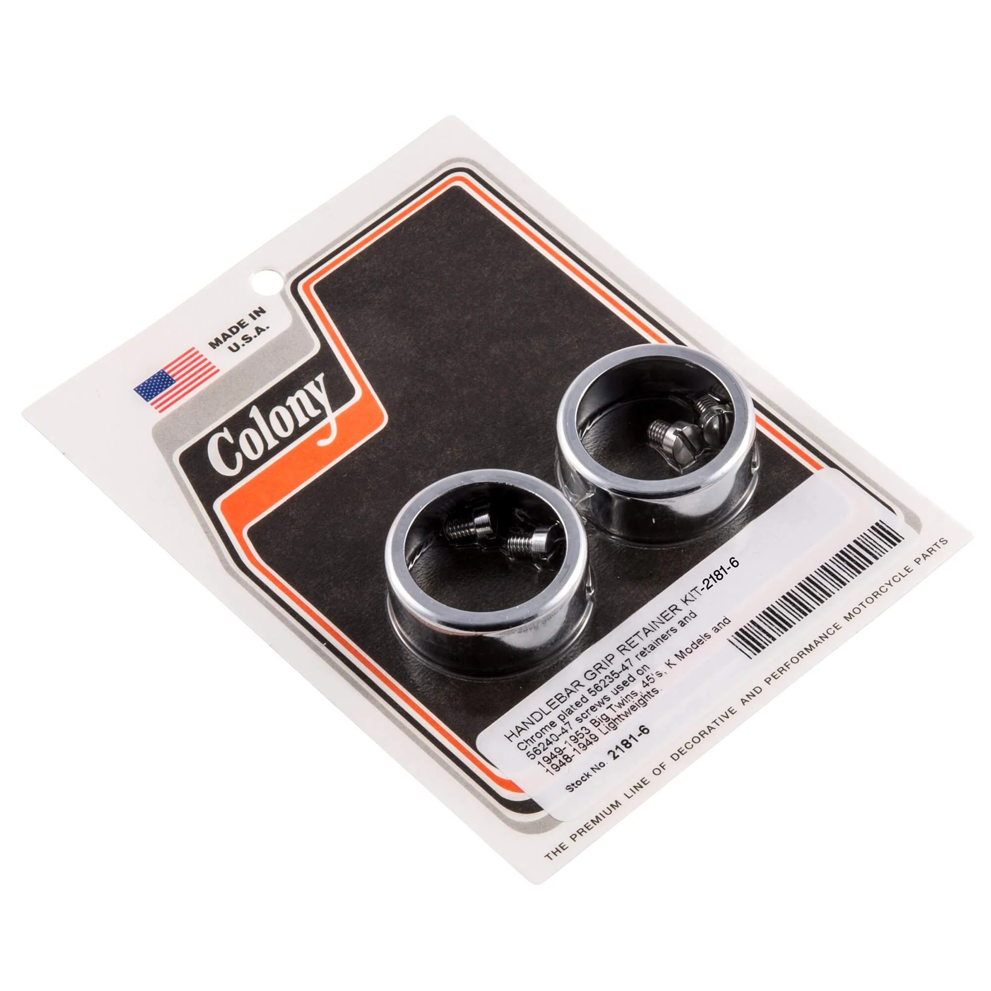 #2181-6 Handlebar Grip Retainer Kit 1949-1953 Harley-Davidson Big Twins/45's/K Model - Chrome Plated