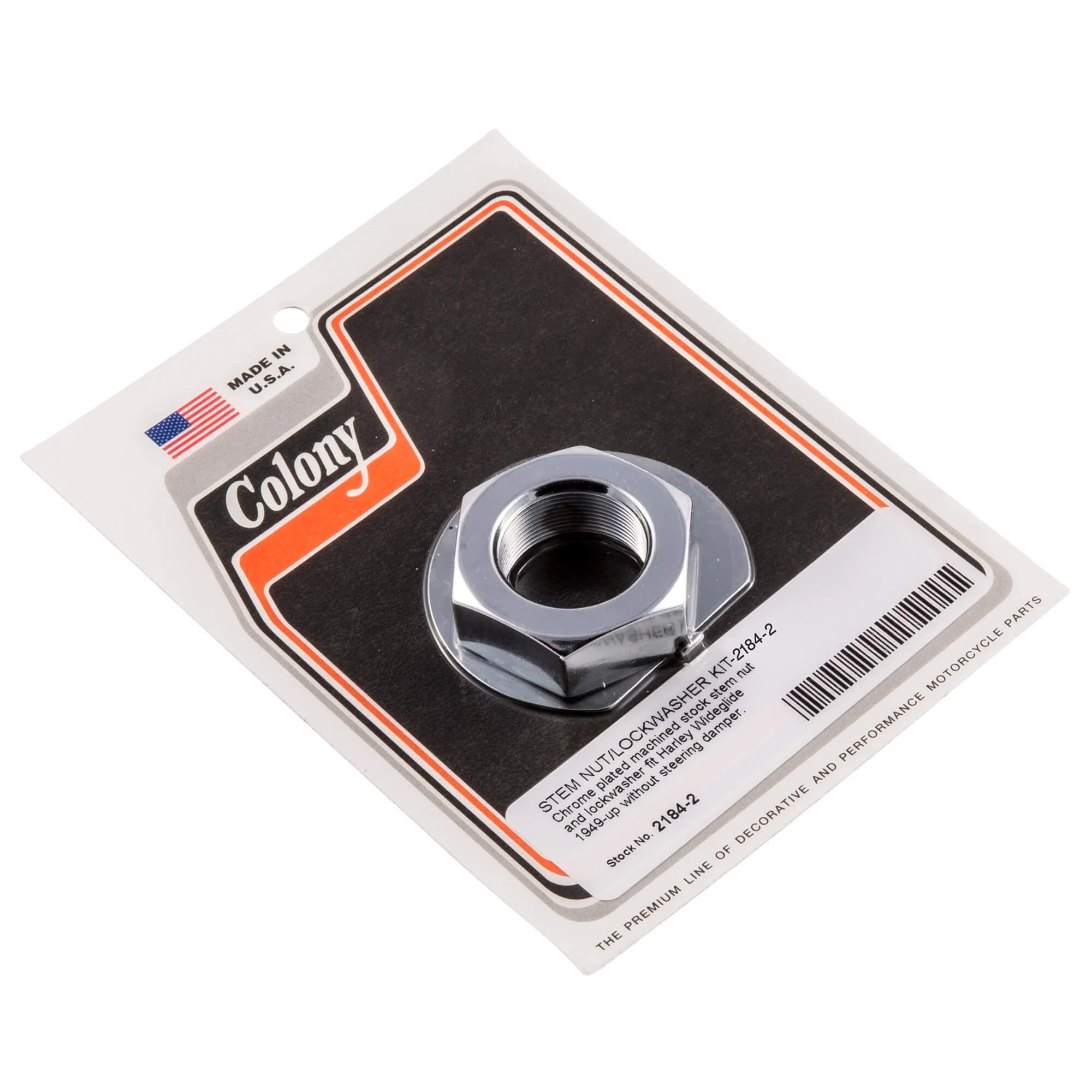 #2184-2 Stem Nut And Lockwasher Kit 1949-Up Harley-Davidson Wideglide - Chrome Plated