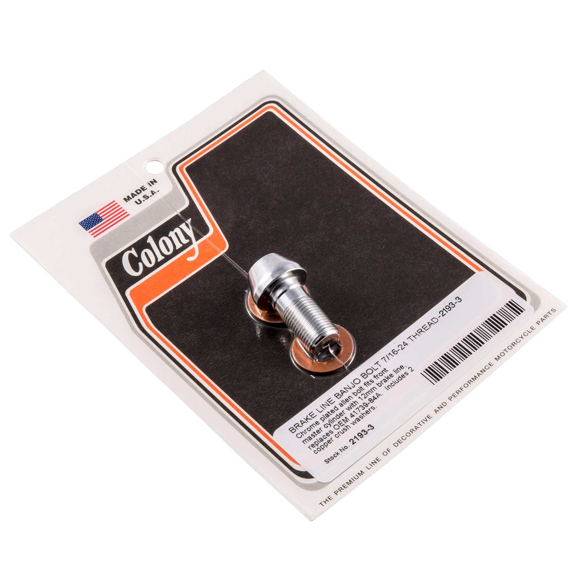 #2193-3 Brake Line Allen Banjo Bolt 7/16-24 Thread OEM #41739-84A - Chrome Plated