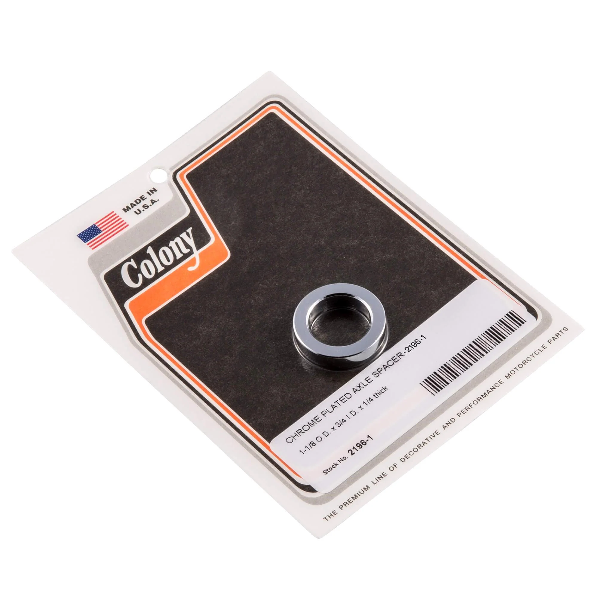 #2196-1 Axle Spacer 1-1/8" O.D. x 3/4" I.D. x 1/4" Thick - Chrome Plated