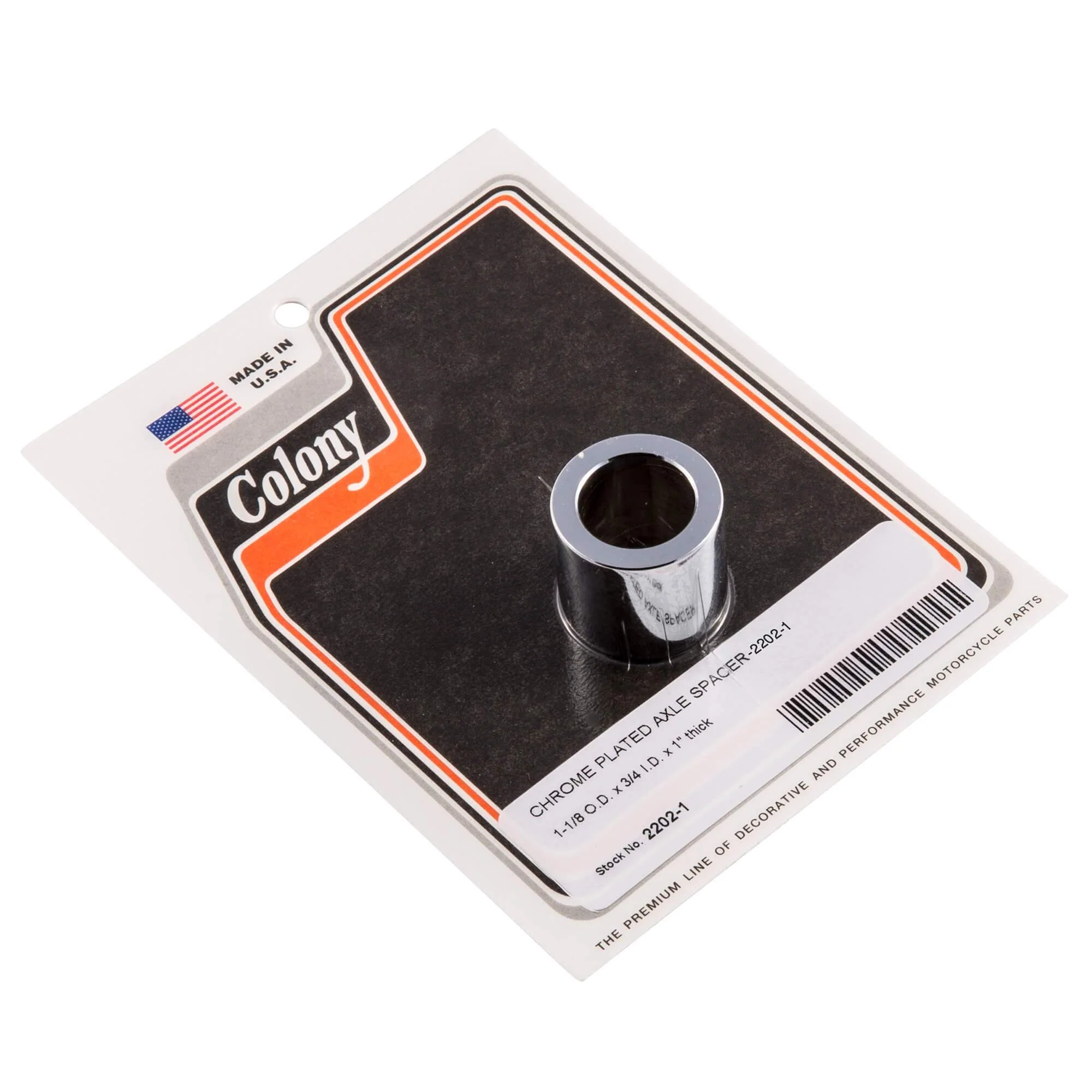 #2202-1 Axle Spacer 1-1/8" O.D. x 3/4" I.D. x 1" Thick - Chrome Plated