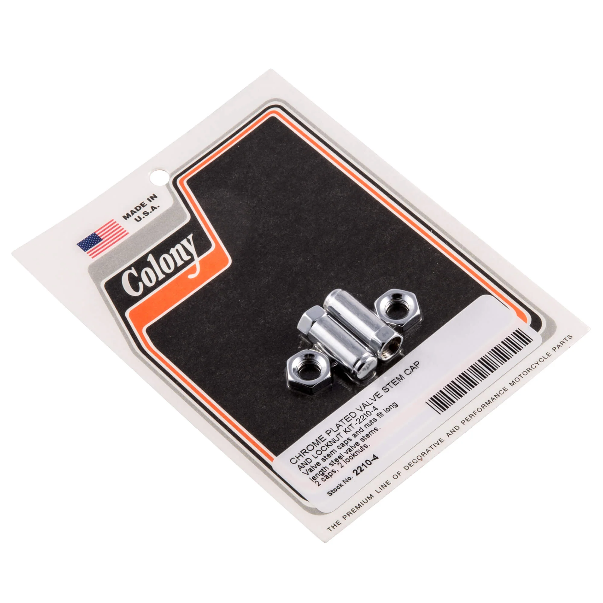 #2210-4 Valve Stem Cap and Locknut Kit for Harley-Davidson Motorcycles - Chrome Plated