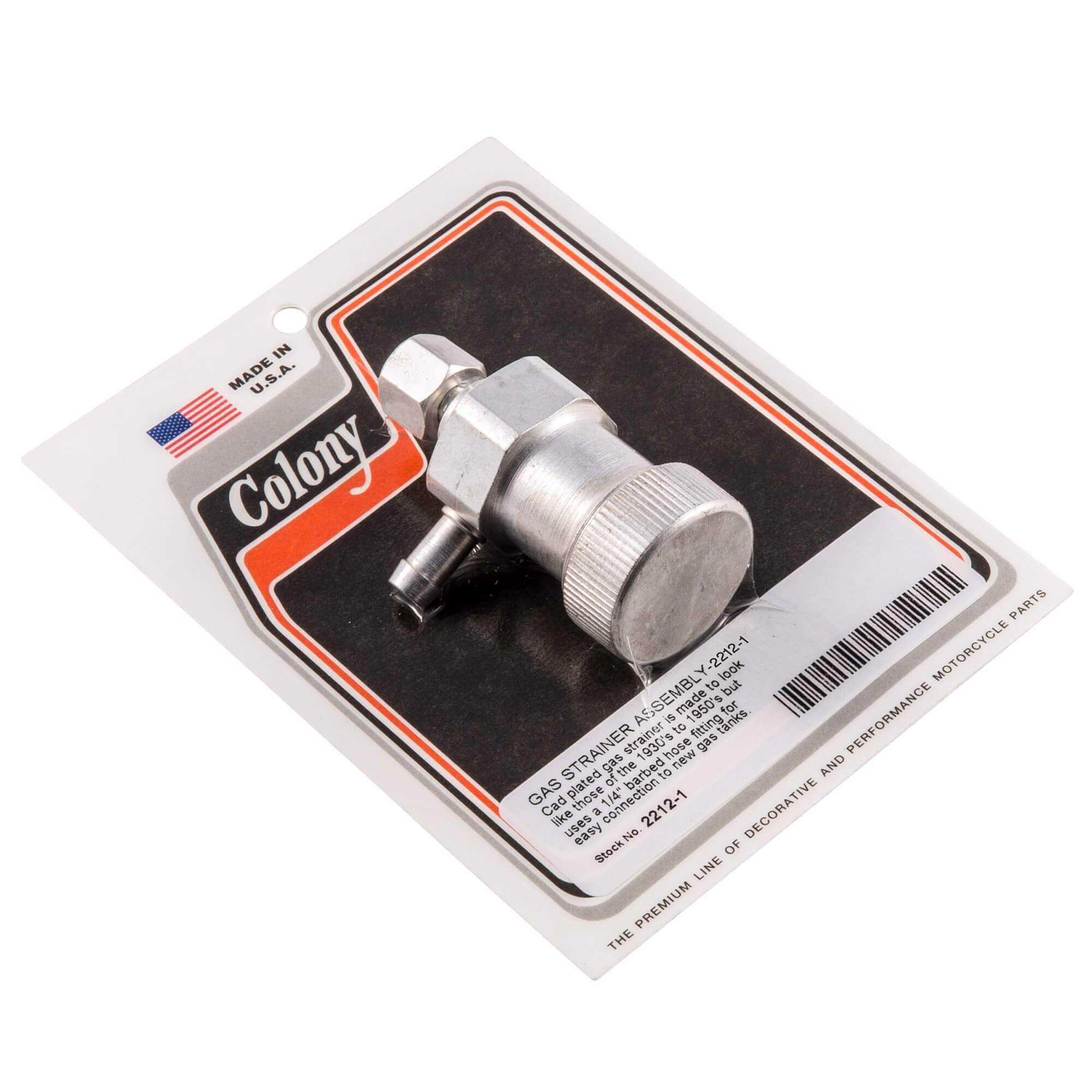 #2212-1 Harley-Davidson Gas Strainer Assembly - 1/4 inch Barbed Fitting - CAD Plated