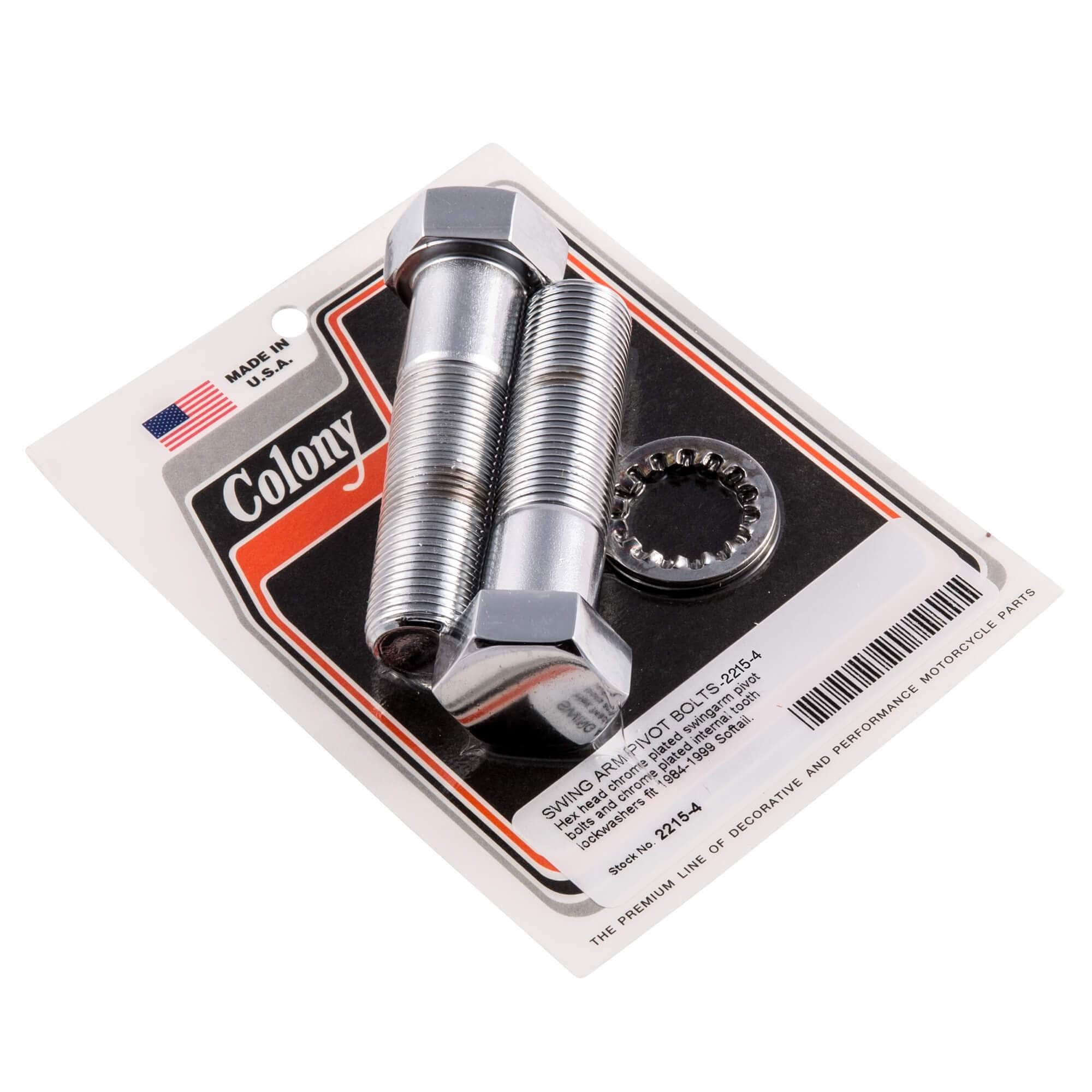 #2215-4 Swing Arm Pivot Hex Bolts 1984-1999 Harley-Davidson Softail - Chrome Plated