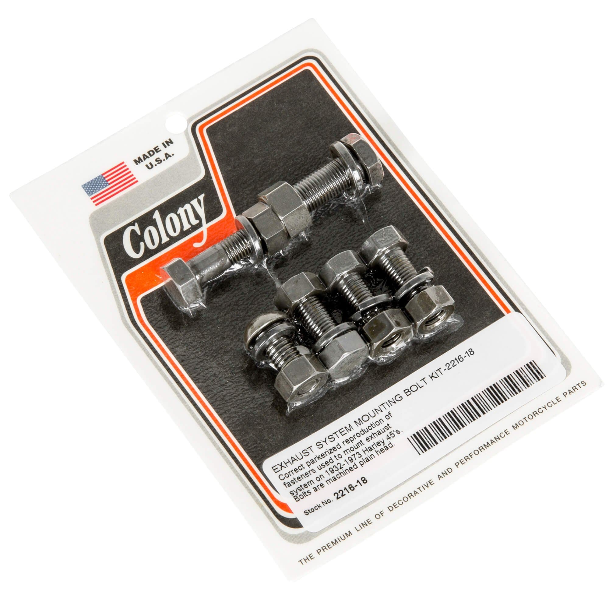 #2216-18 Exhaust System Mounting Bolt Kit 1932-1973 Harley-Davidson 45's - Parkerized
