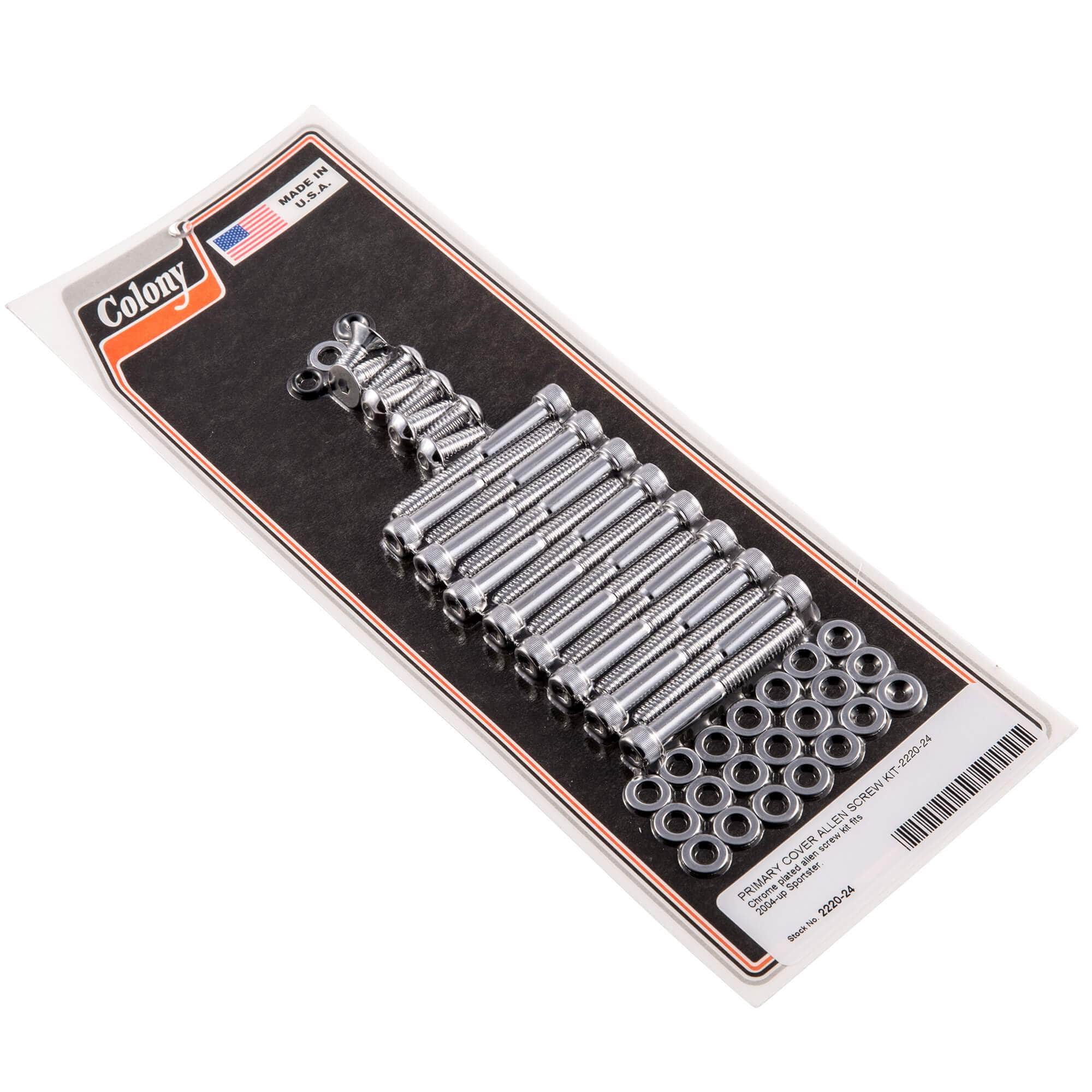 #2220-24 Primary Cover Allen Screw Kit 2004-Up Harley-Davidson Sportster - Chrome Plated