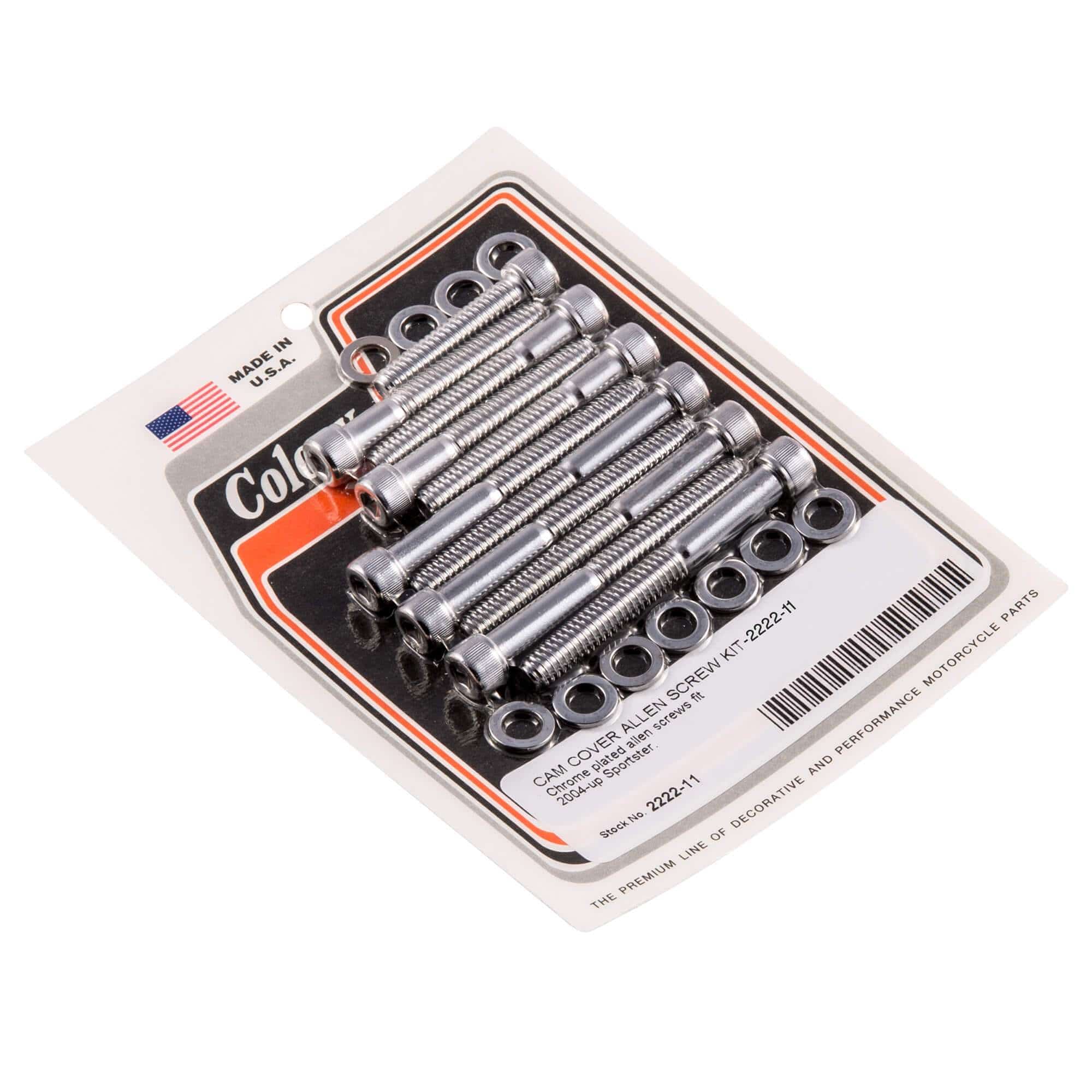 #2222-11 Cam Cover Allen Screw Kit 2004-Up Harley-Davidson Sportster - Chrome Plated