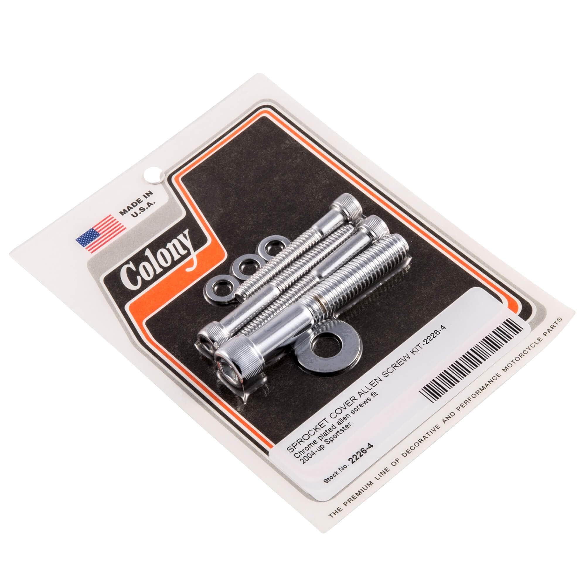 #2226-4 Sprocket Cover Allen Mounting Kit 2004-Up Harley-Davidson Sportster - Chrome Plated