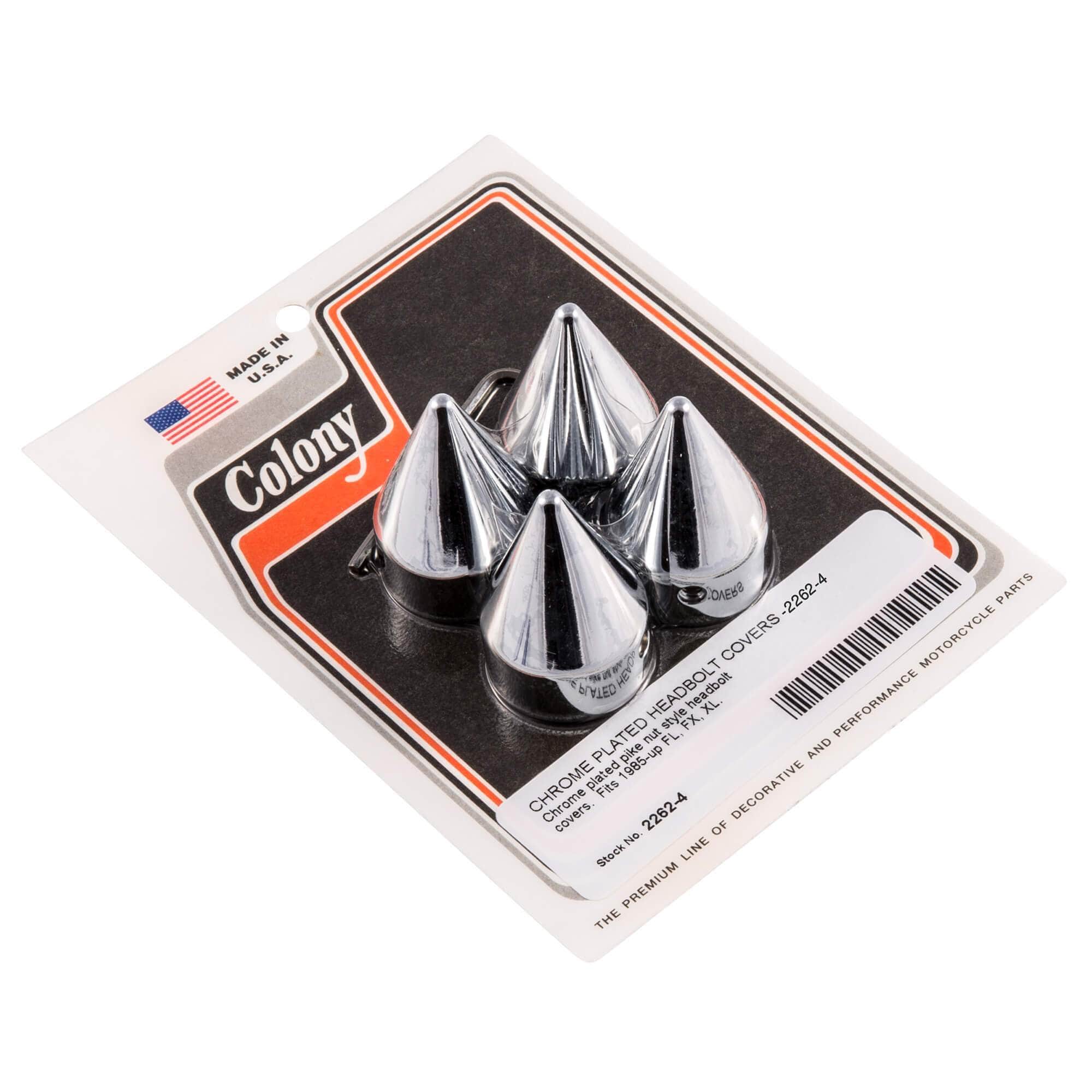 #2262-4 Pike Nut Headbolt Covers 1985-Up Harley-Davidson FL/FX/XL - Chrome Plated