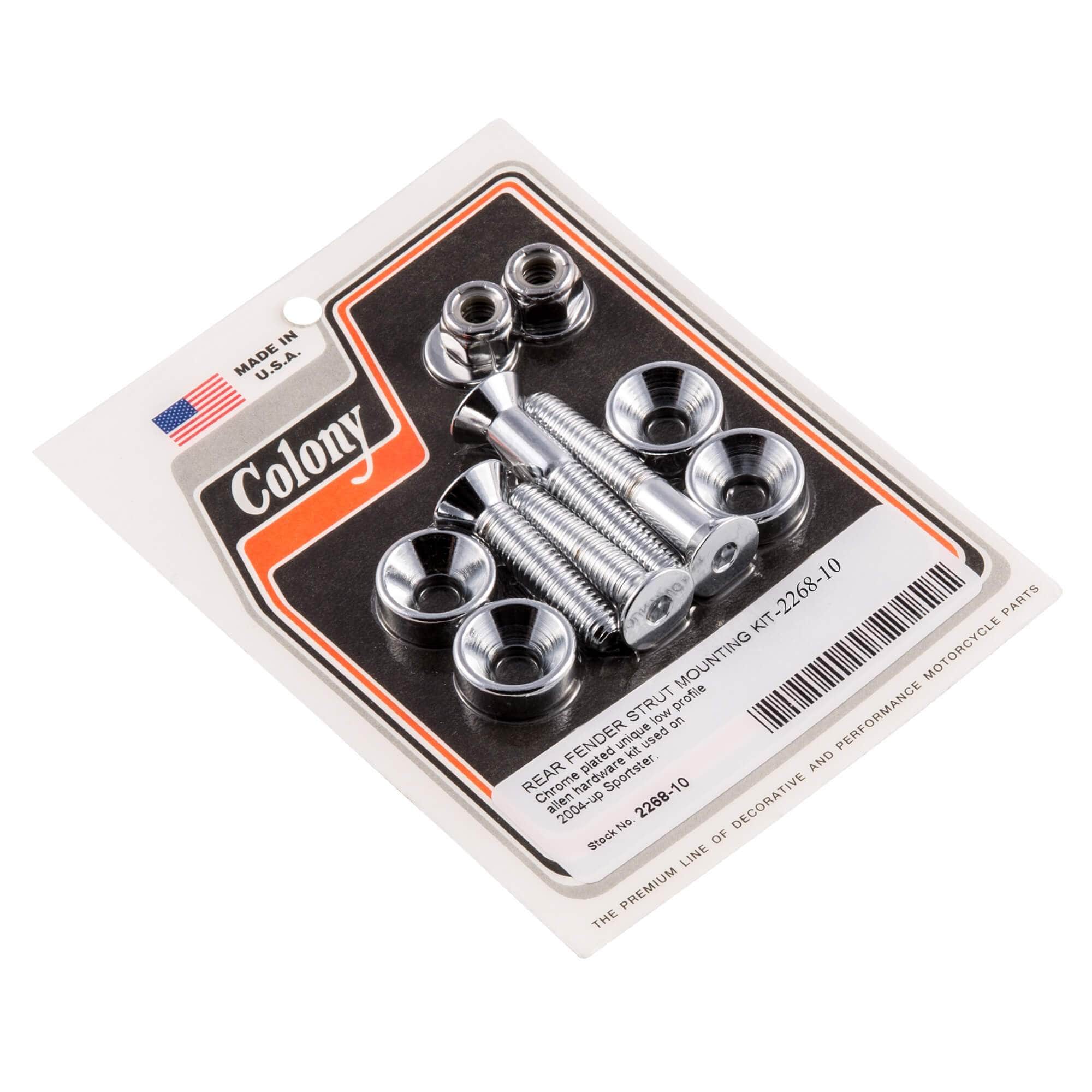 #2268-10 Rear Fender Strut Low Profile Allen Mounting Kit 2004-Up Harley-Davidson Sportster - Chrome Plated