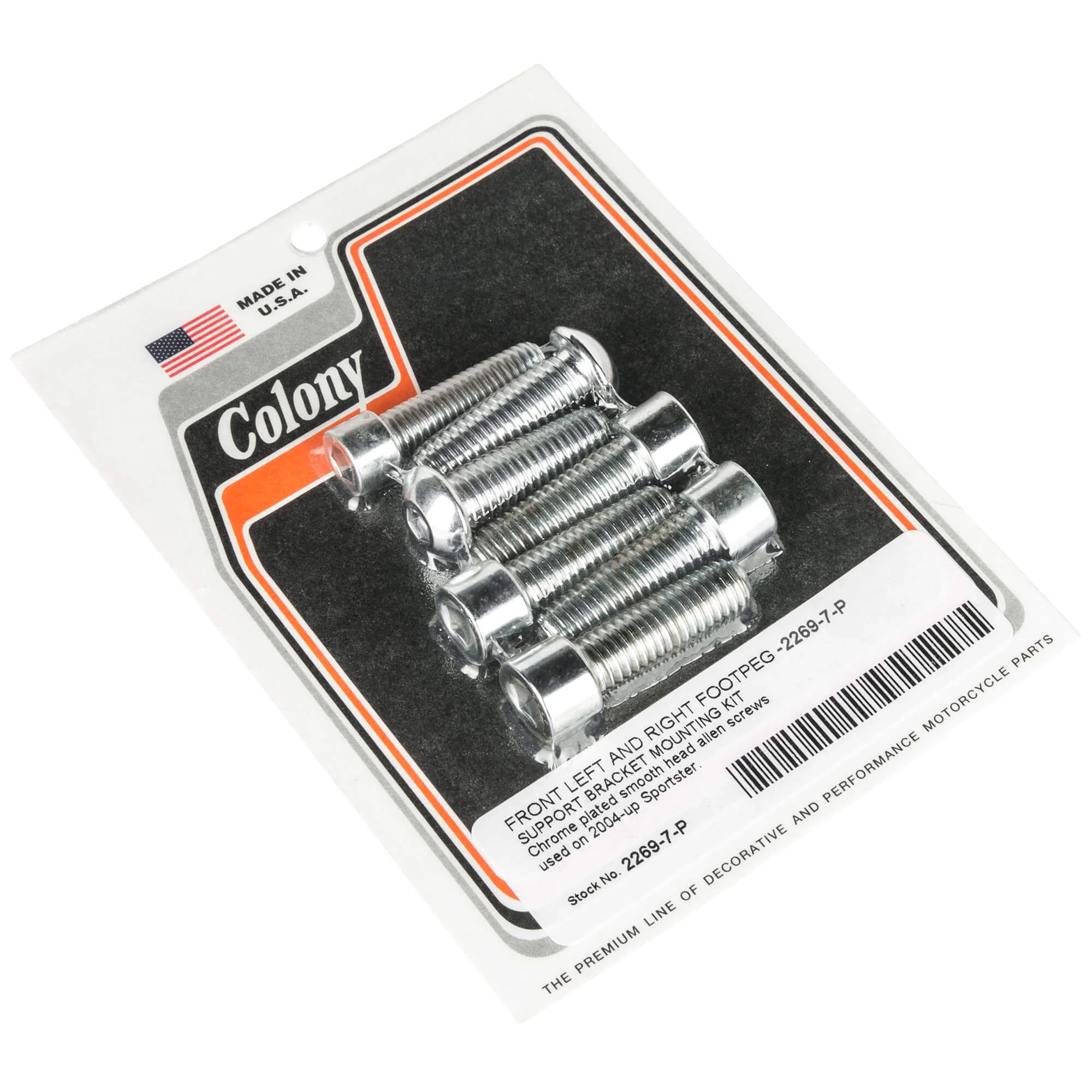 #2269-7-P Footpeg Support Bracket Mounting Kit Smooth Allen 2004-Up Harley-Davidson Sportster - Chrome Plated