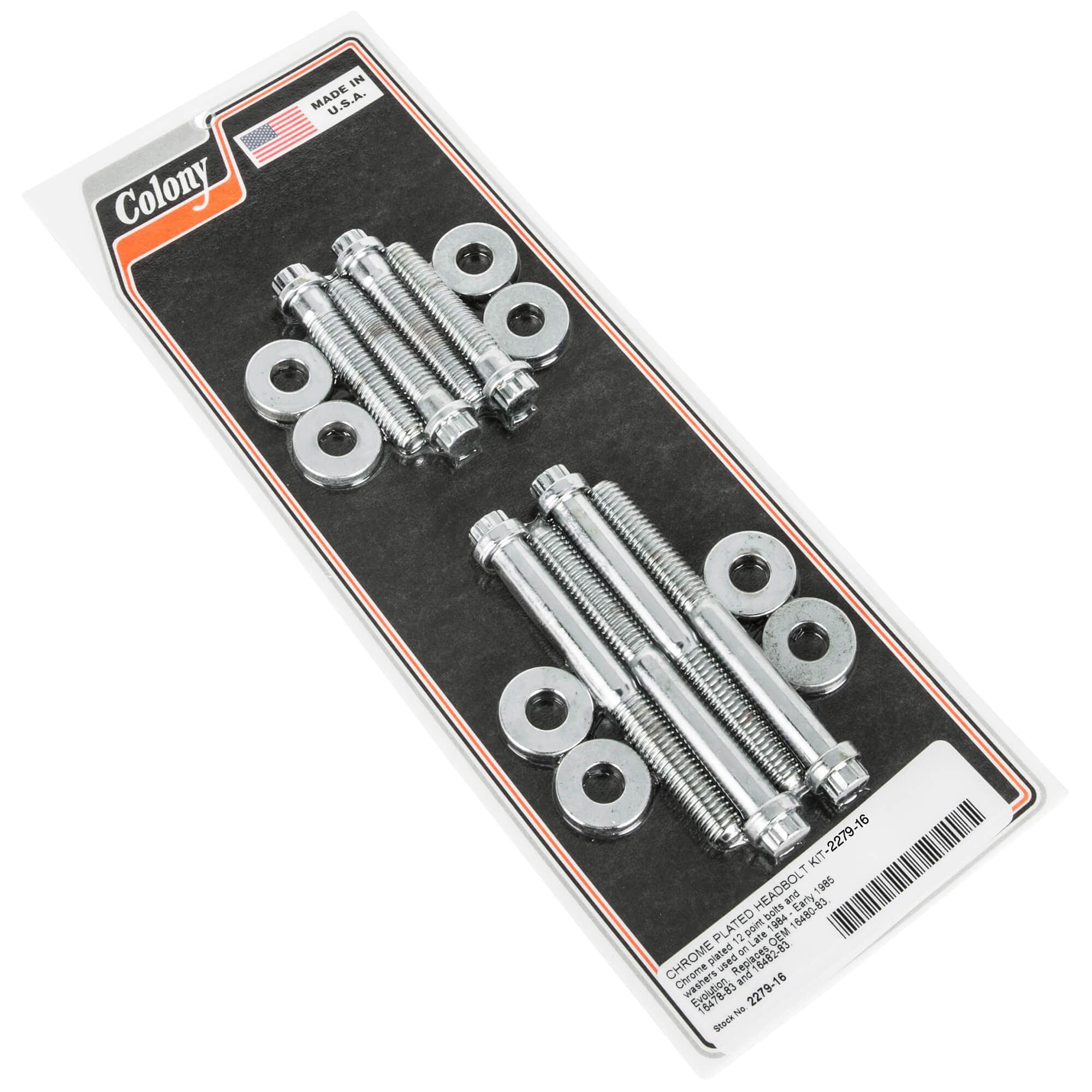 #2279-16 Head Bolt Kit 12 Point Bolts L1984-E1985 Harley-Davidson Evo - Chrome Plated