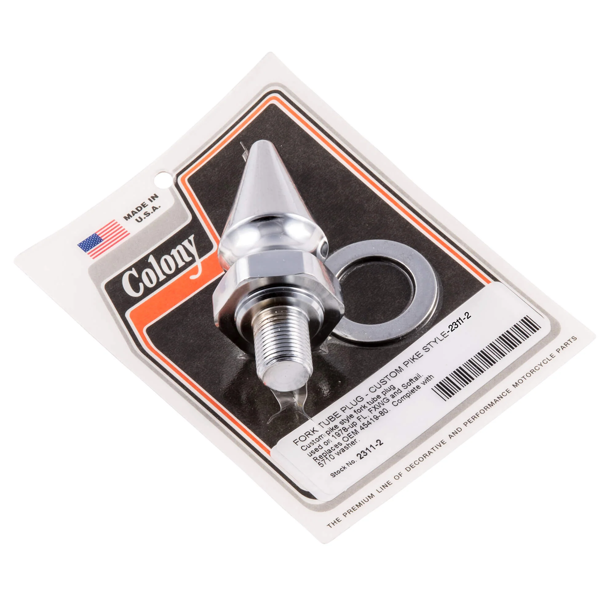 #2311-2 Pike Nut Fork Tube Cap/Plug 1978-Up Harley-Davidson FL/FXWG/Softail - Chrome Plated