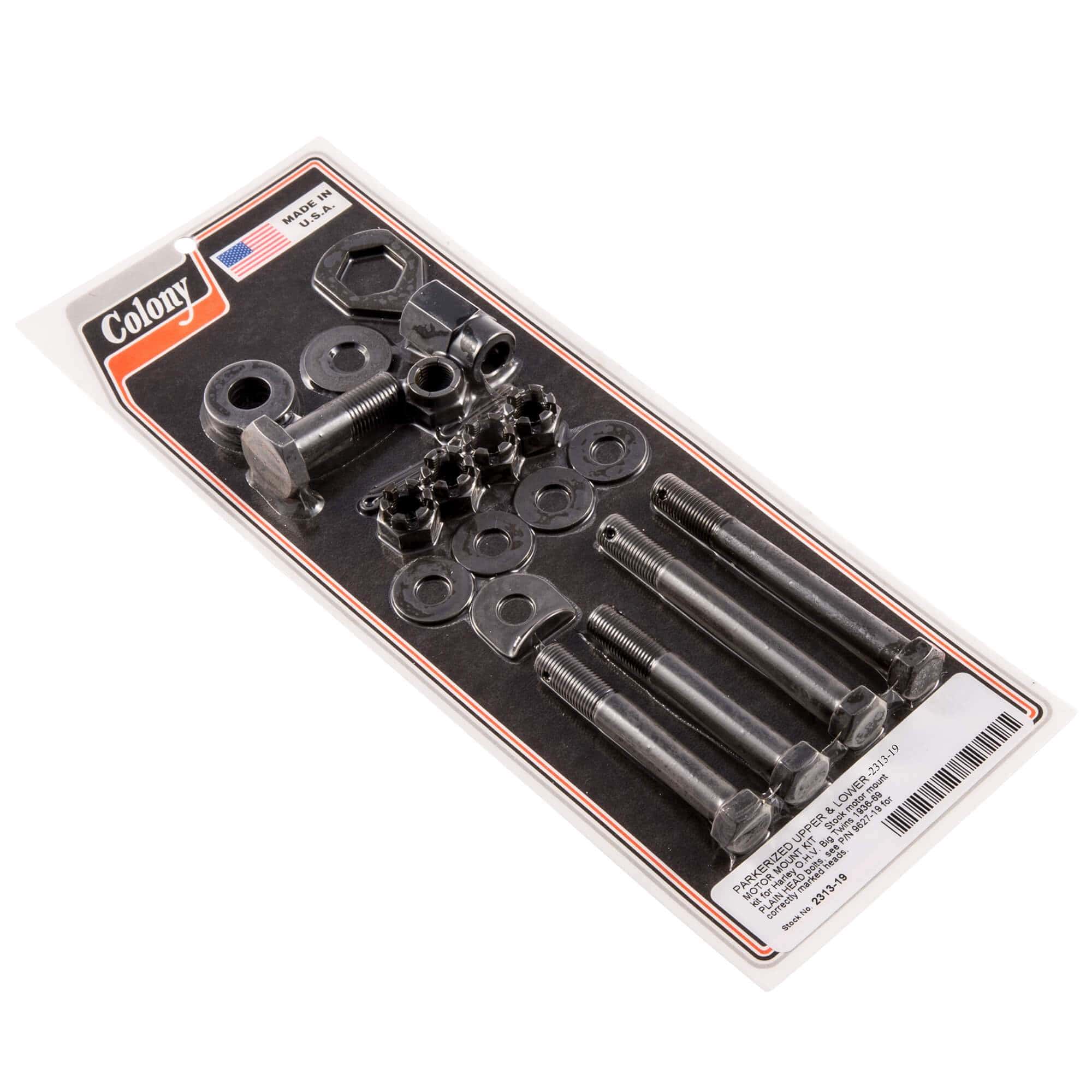 #2313-19 Upper and Lower Motor Mount Bolt Kit 1936-1969 Harley-Davidson Big Twin - Parkerized