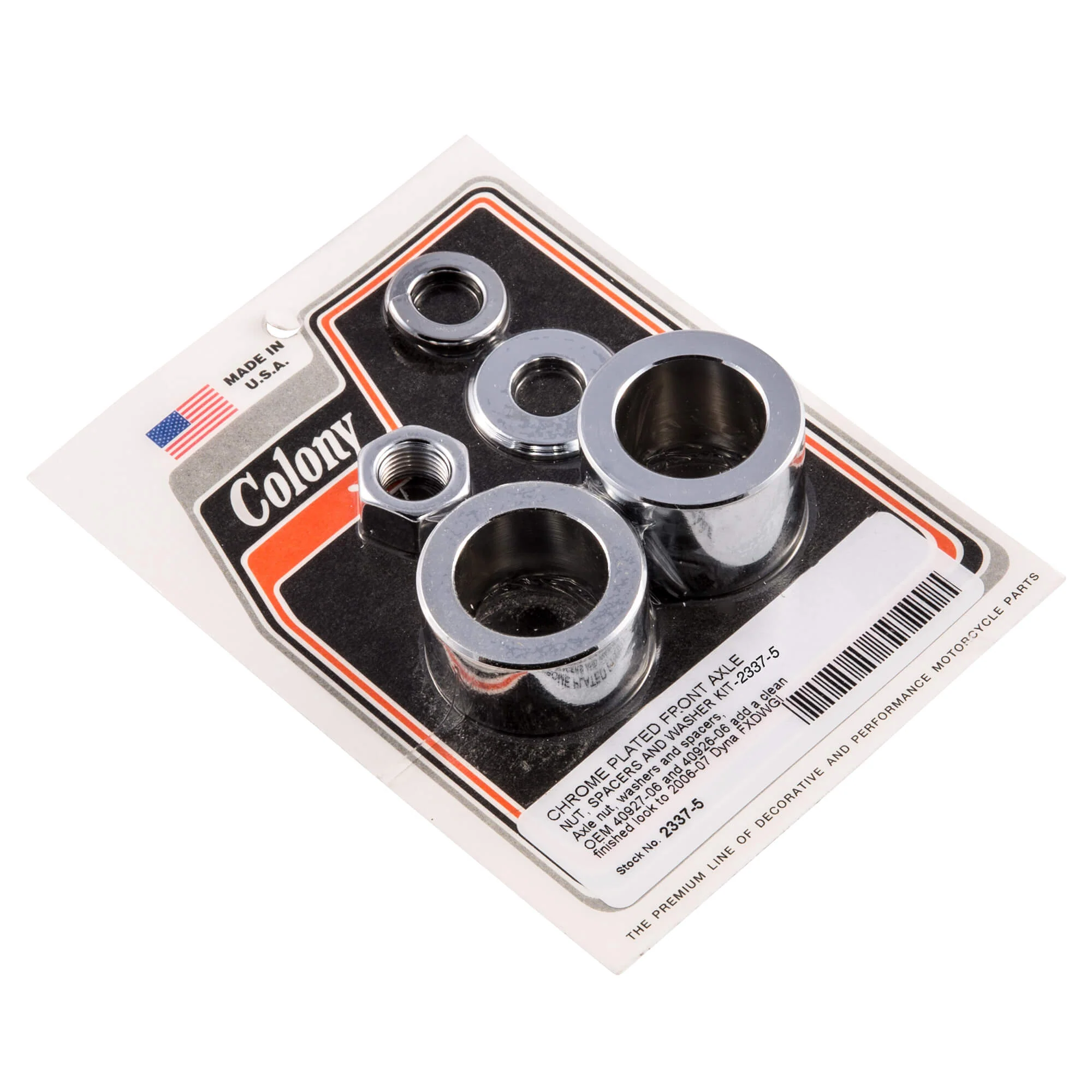 #2337-5 Front Axle Nut Spacer Washer Kit 2006-2007 Harley-Davidson Dyna FXDWG - Chrome Plated