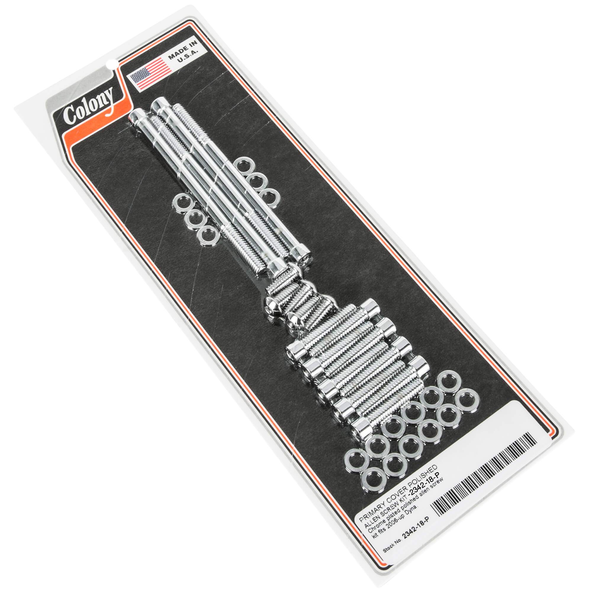 #2342-18-P Primary Cover Smooth Allen Screw Kit 2006-Up Harley-Davidson Dyna - Chrome Plated - Image 2