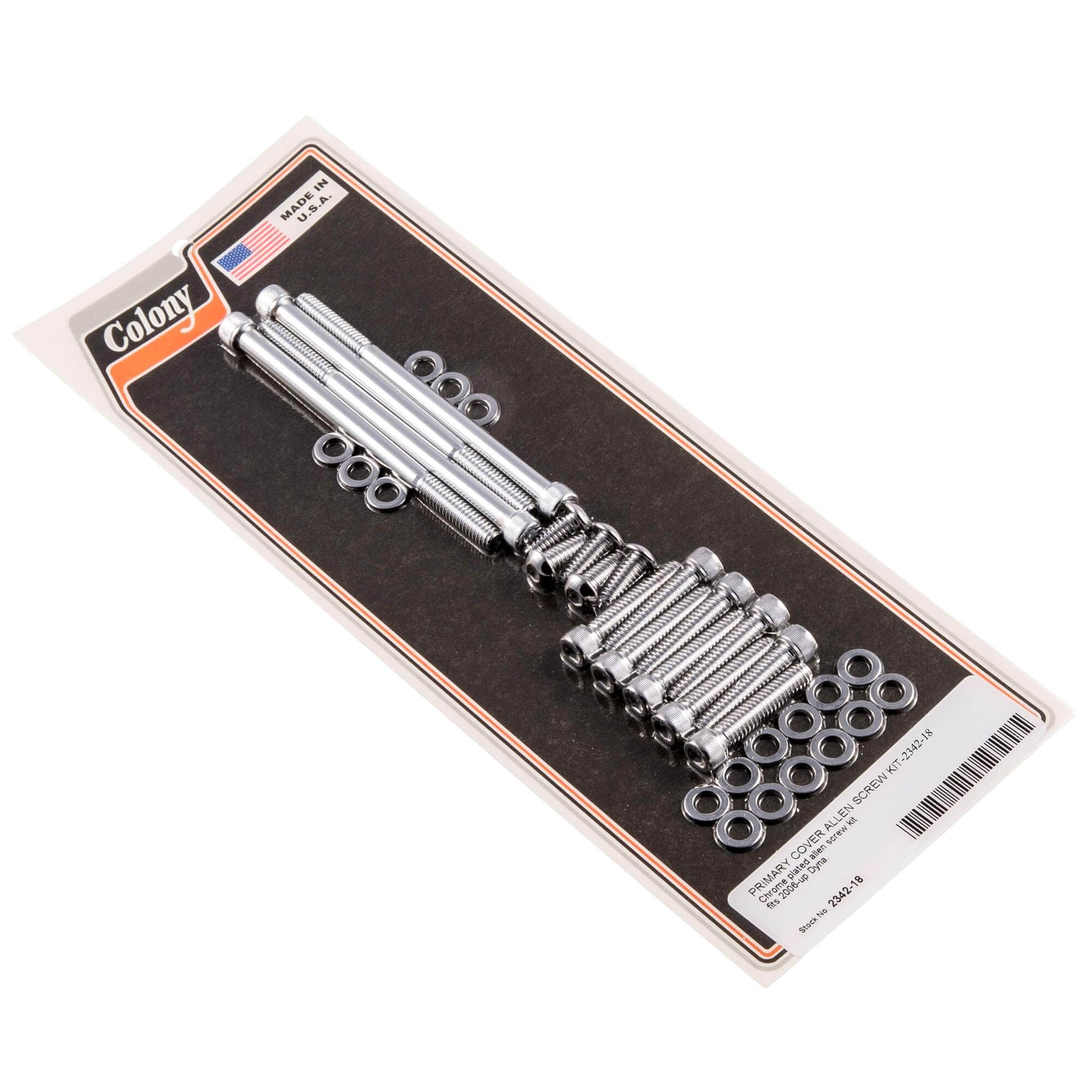 #2342-18 Primary Cover Allen Screw Kit 2006-Up Harley-Davidson Dyna - Chrome Plated