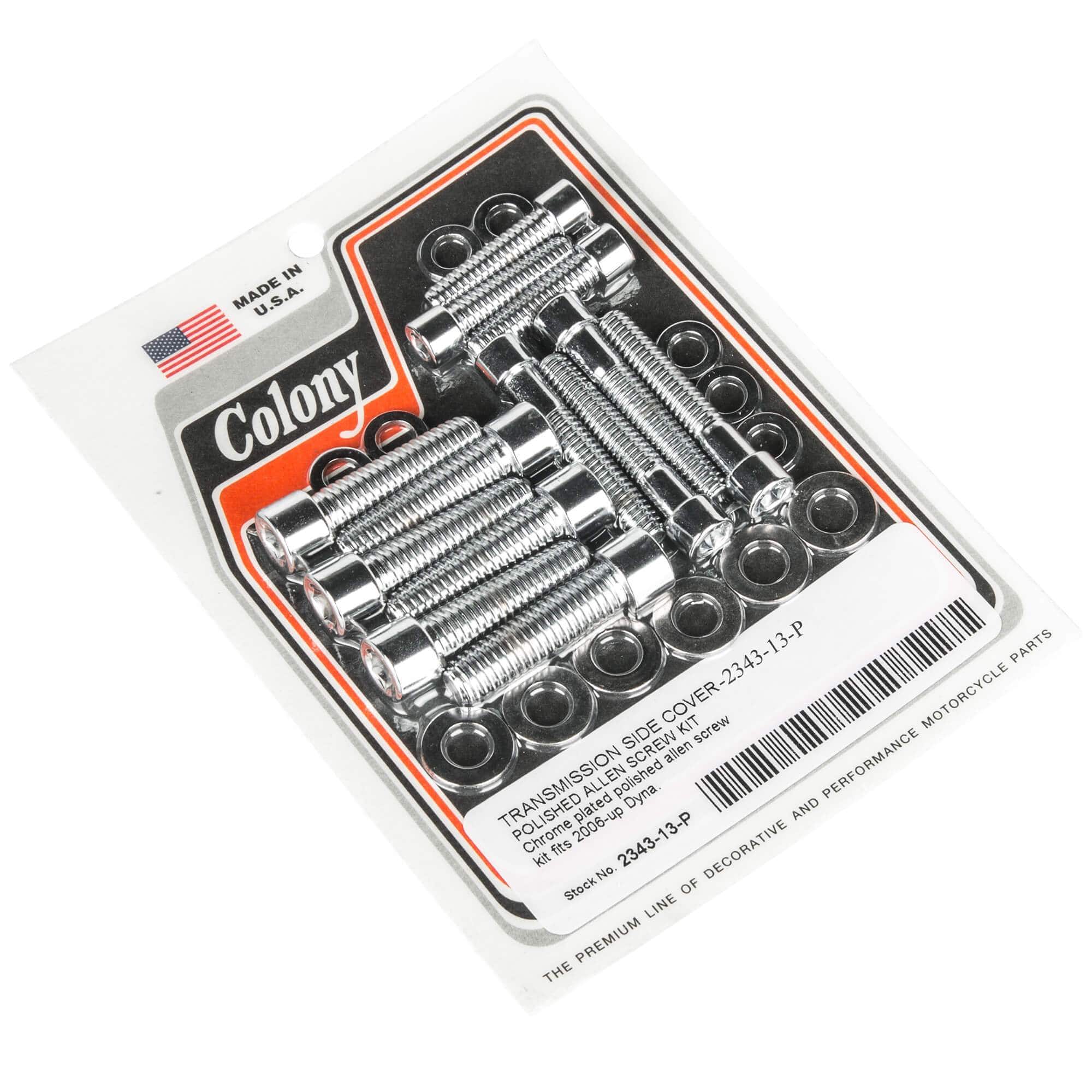 #2343-13-P Transmission Side Cover Smooth Allen Screw Kit 2006-Up Harley-Davidson Dyna - Chrome Plated