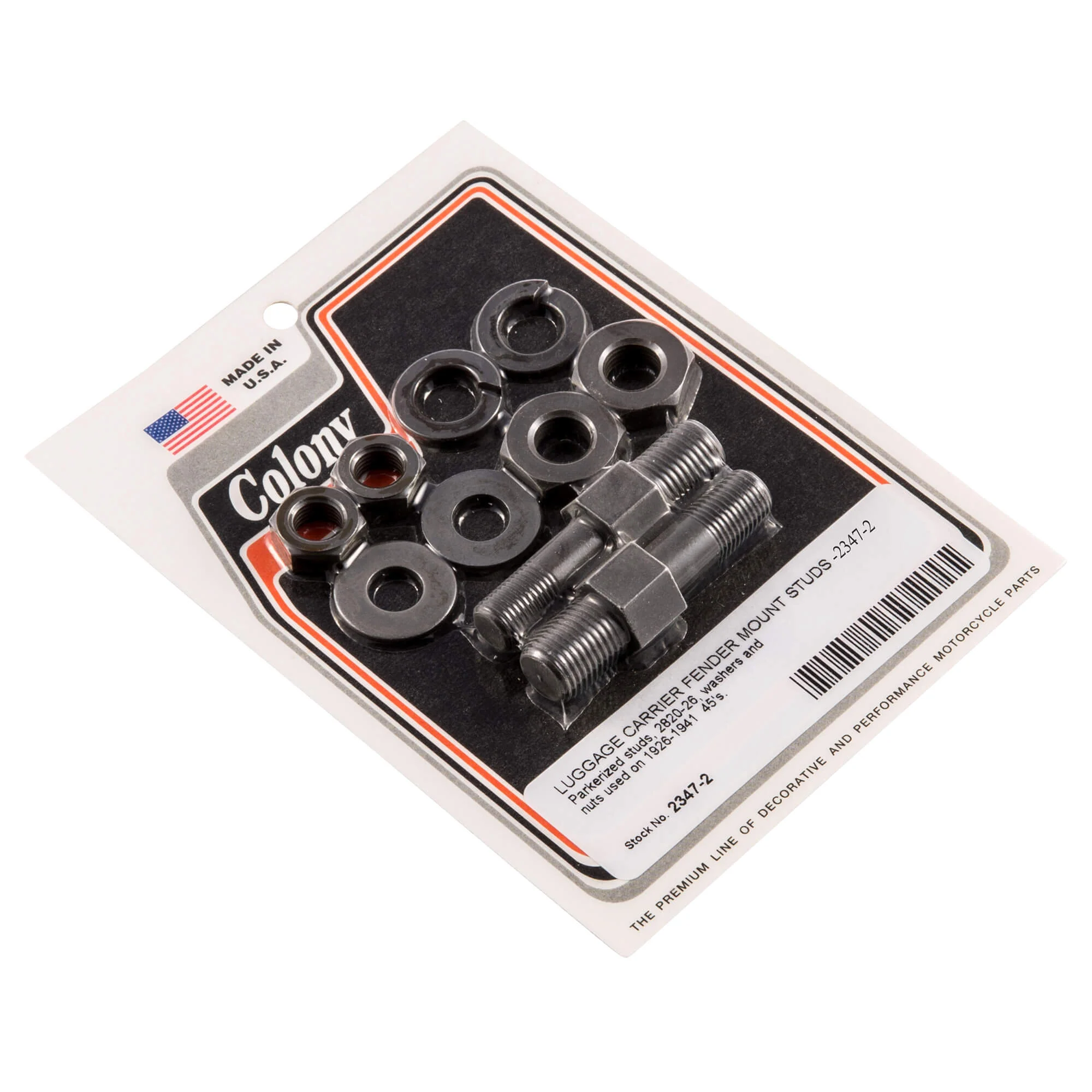 #2347-2 Luggage Carrier Fender Mount Studs 1926-1941 Harley-Davidson 45s - Parkerized