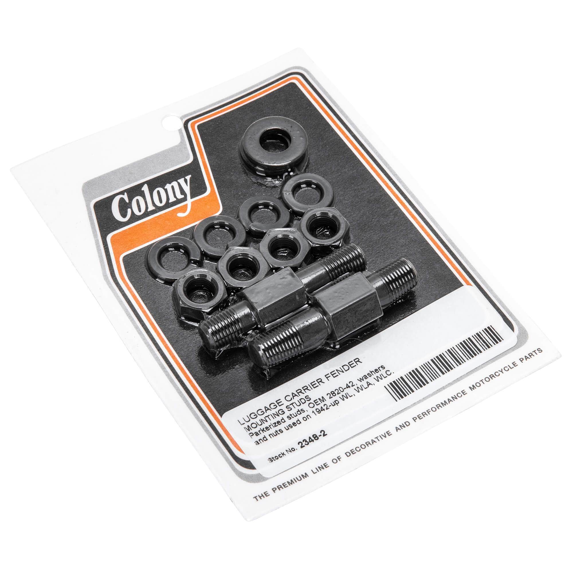 #2348-2 Luggage Carrier Fender Mounting Studs 1942-Up Harley-Davidson WL/WLA/WLC - Parkerized