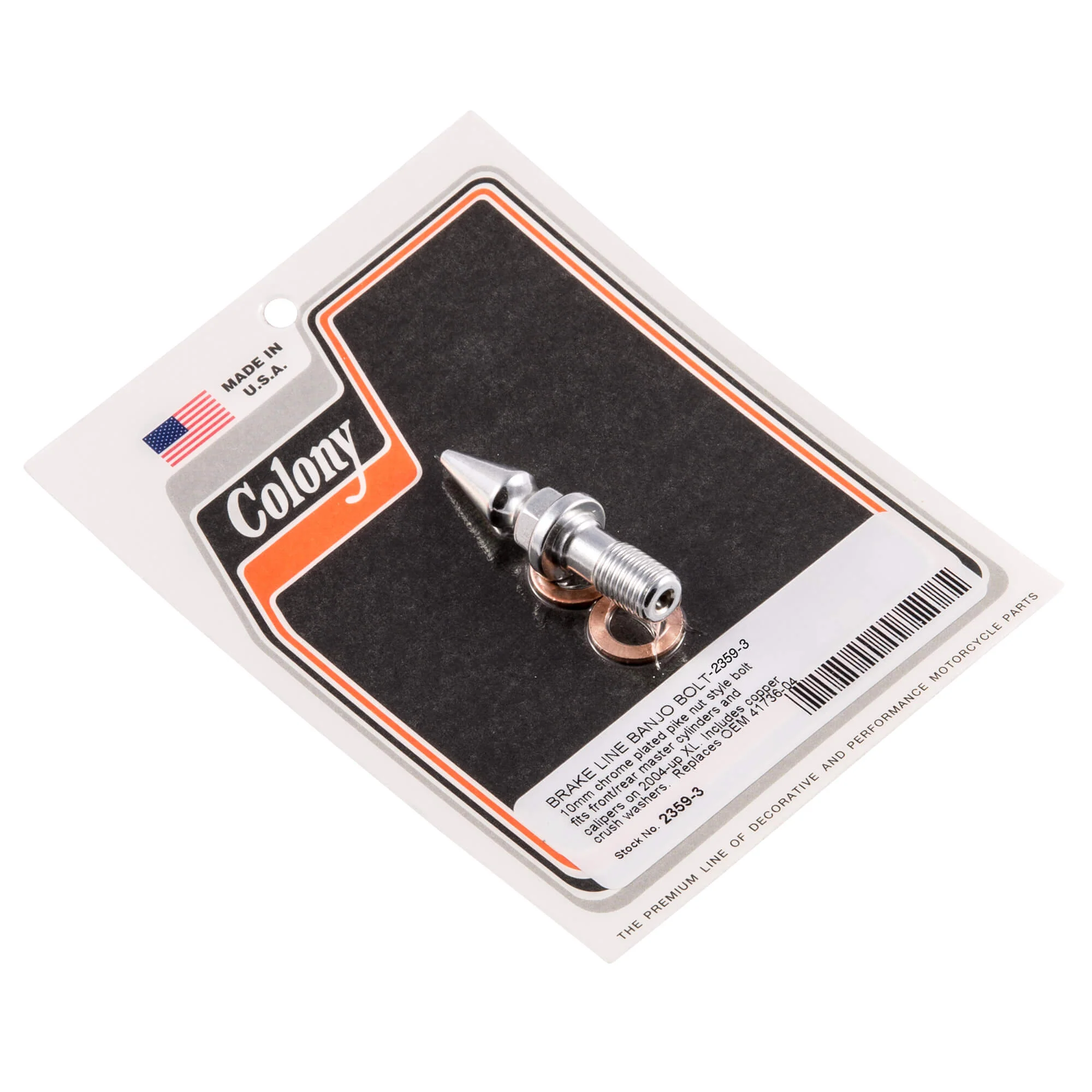 #2359-3 Pike Nut 10mm Brake Line Banjo Bolt 2004-Up Harley-Davidson Sportster - Chrome Plated