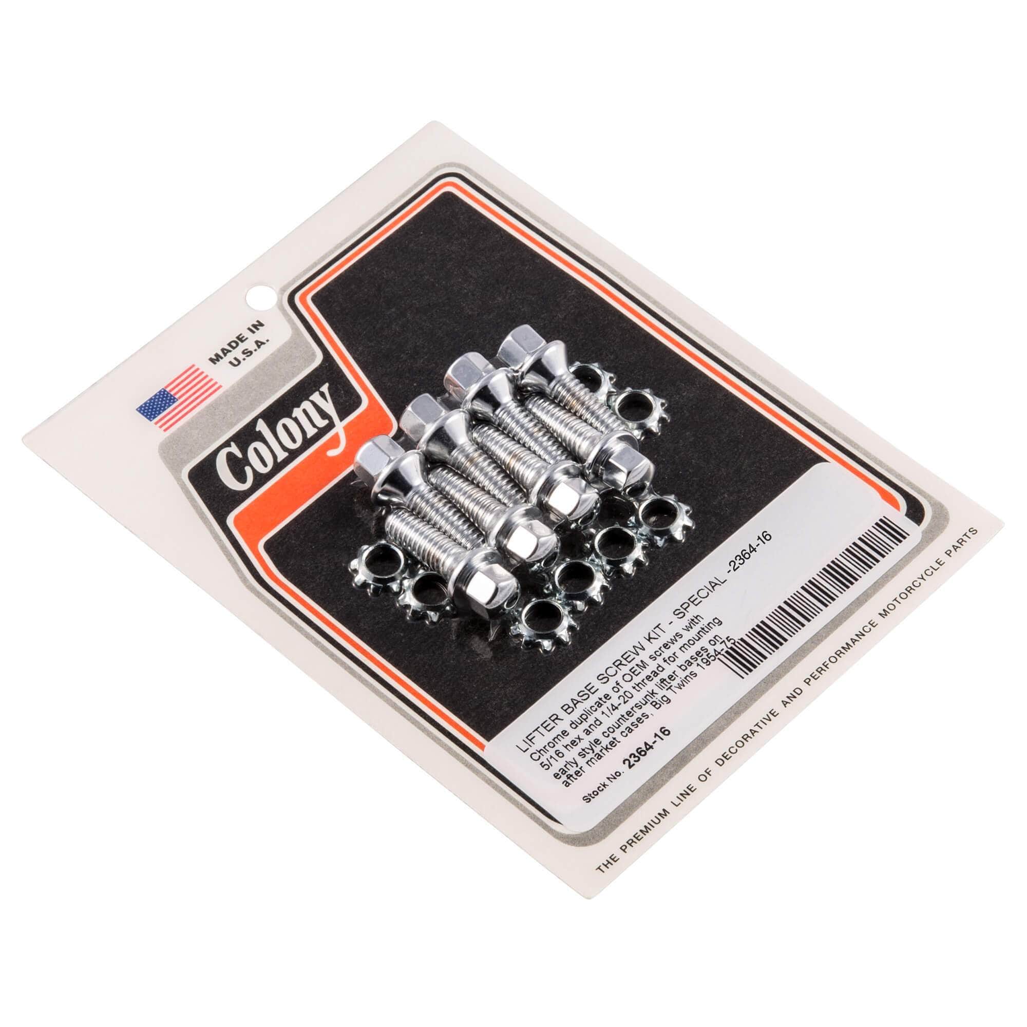 #2364-16 Lifter Base Screw Kit 1954-1975 Harley-Davidson Big Twins - Chrome Plated