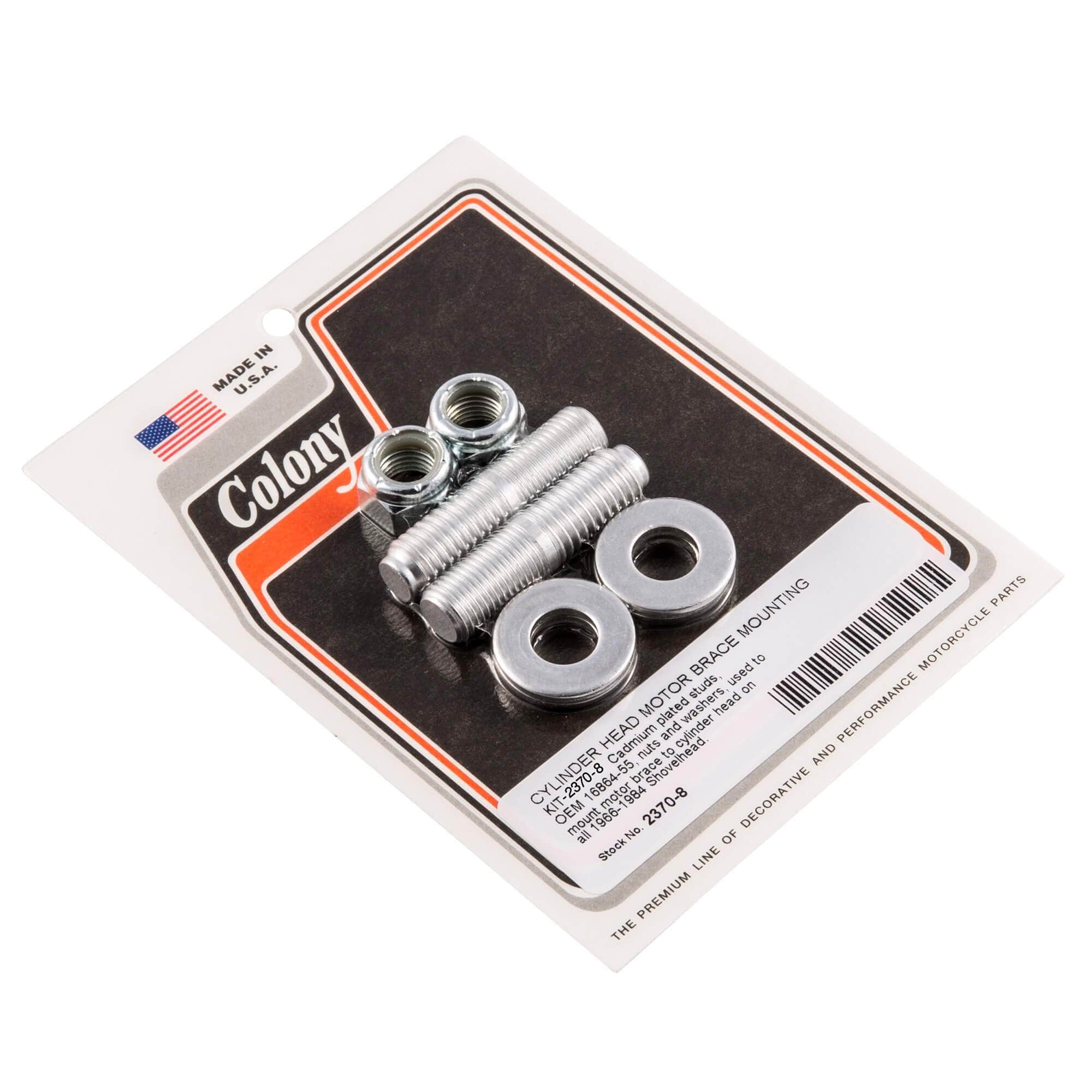 #2370-8 Cylinder Head Motor Brace Mounting Kit 1966-1984 Harley-Davidson Shovelhead - CAD Plated