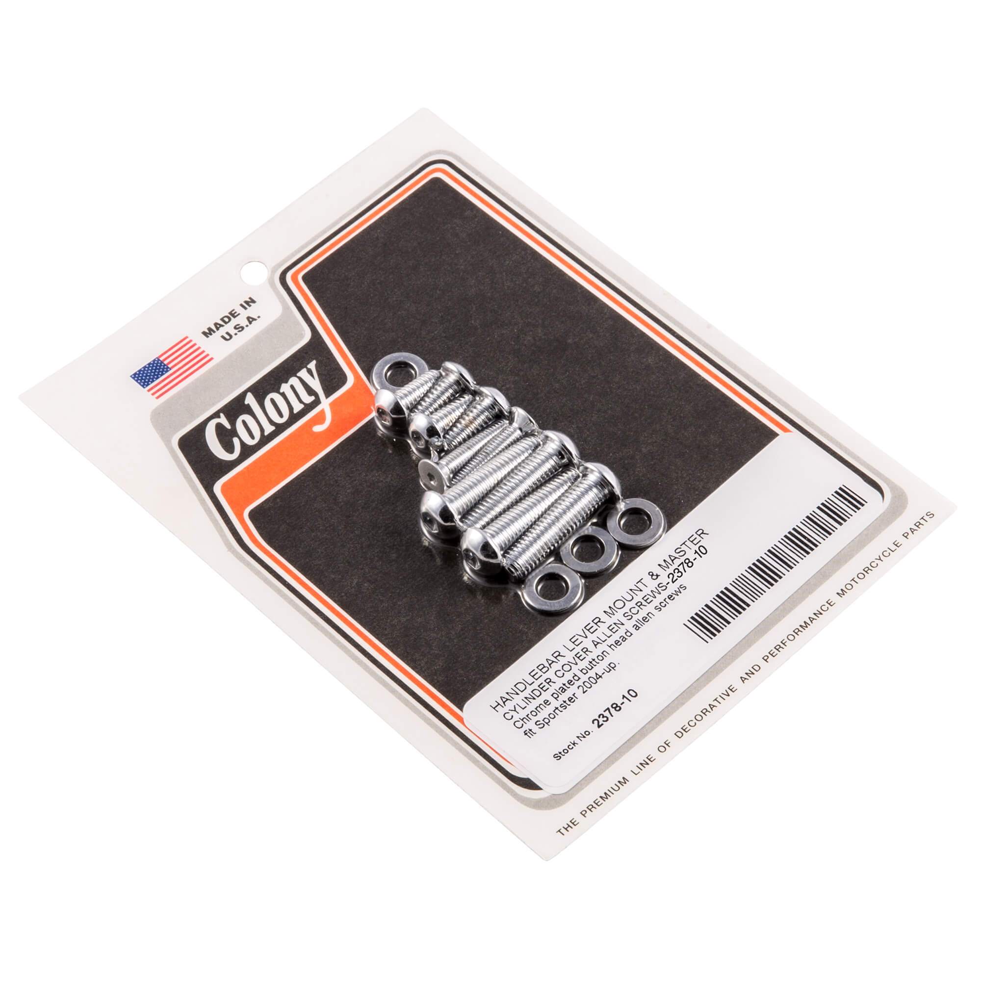#2378-10 Handlebar Lever Mount Master Cylinder Cover Button Head Screw Kit 2004-Up Harley-Davidson Sportster - Chrome Plated