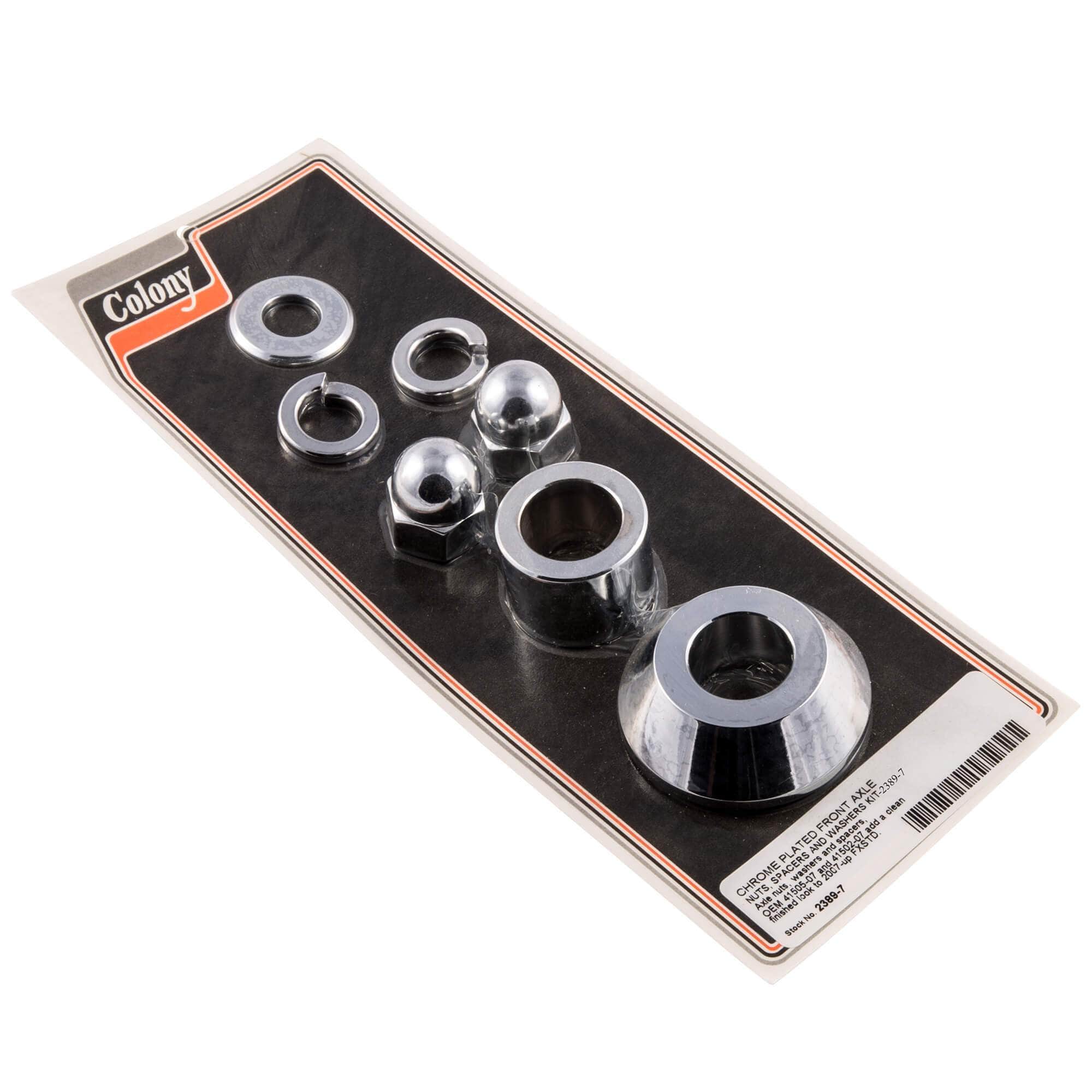 #2389-7 Front Axle Nut Spacer Washer Kit 2007-Up Harley-Davidson FXSTD - Chrome Plated