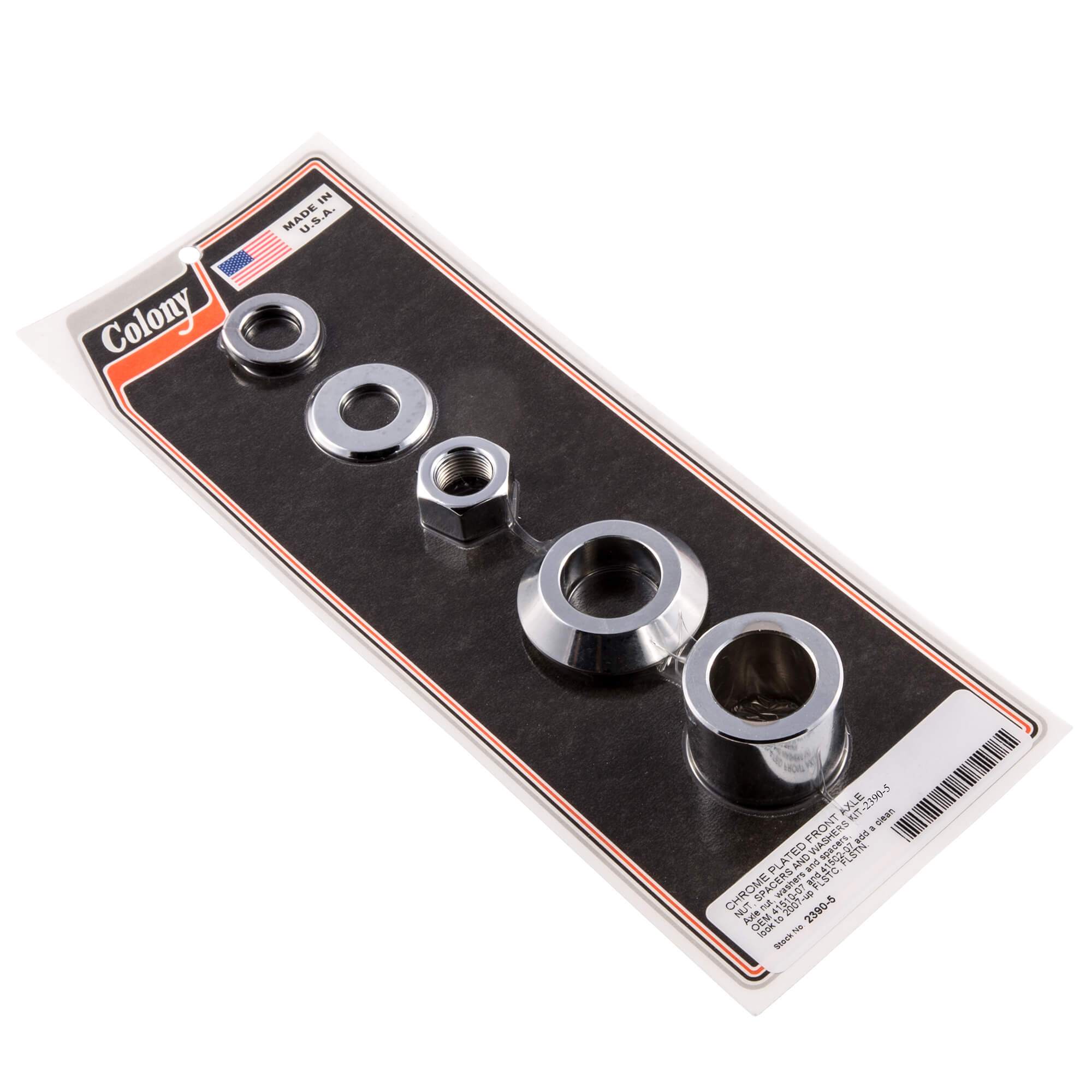 #2390-5 Front Axle Nut Spacer Washer Kit 2007-Up Harley-Davidson FLSTC/FLSTN - Chrome Plated