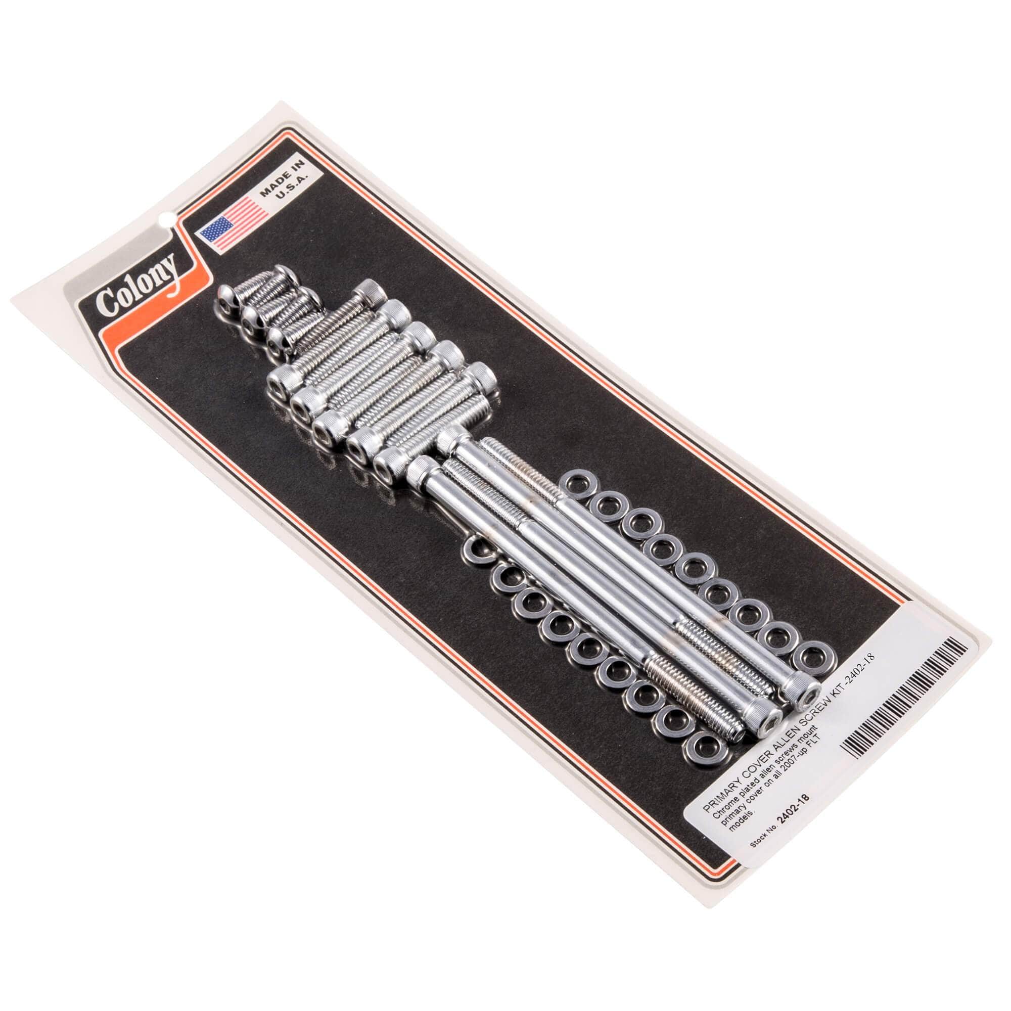 #2402-18 Primary Cover Allen Screw Kit 2007-Up Harley-Davidson FLT - Chrome Plated