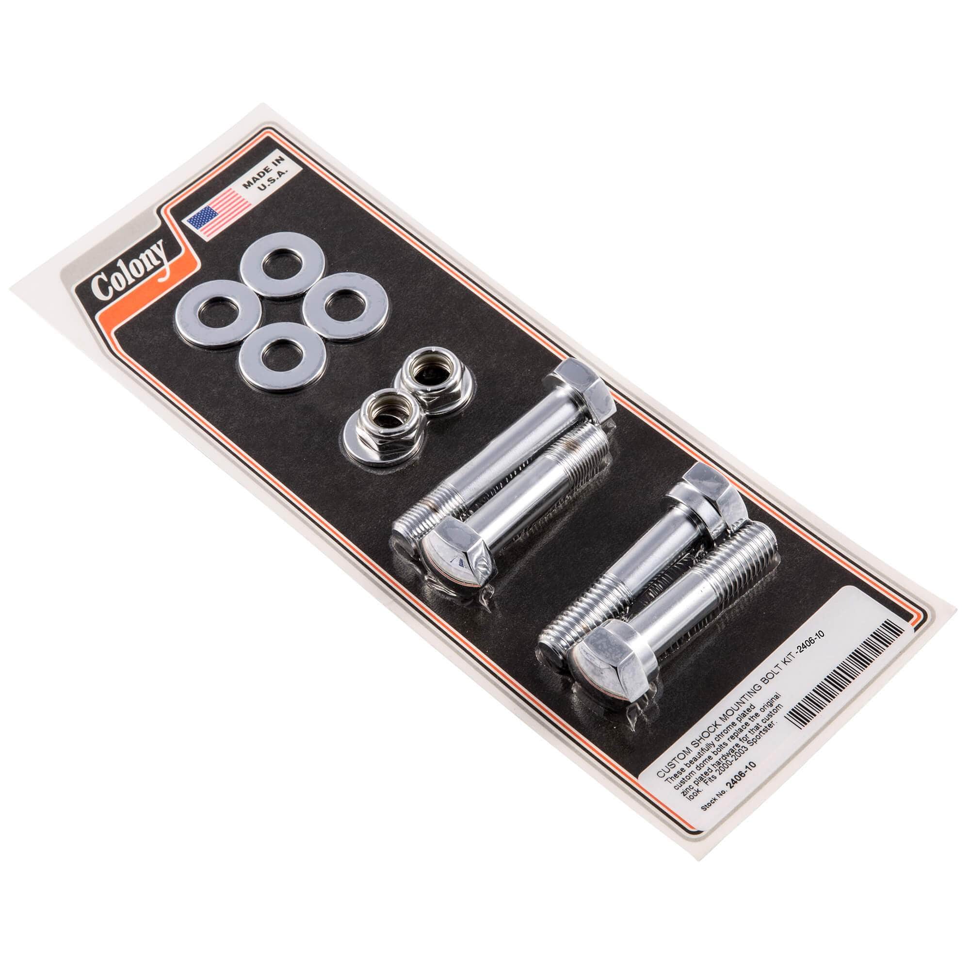 #2406-10 Shock Mounting Hex Bolt Kit 2000-2003 Harley-Davidson Sportster - Chrome Plated