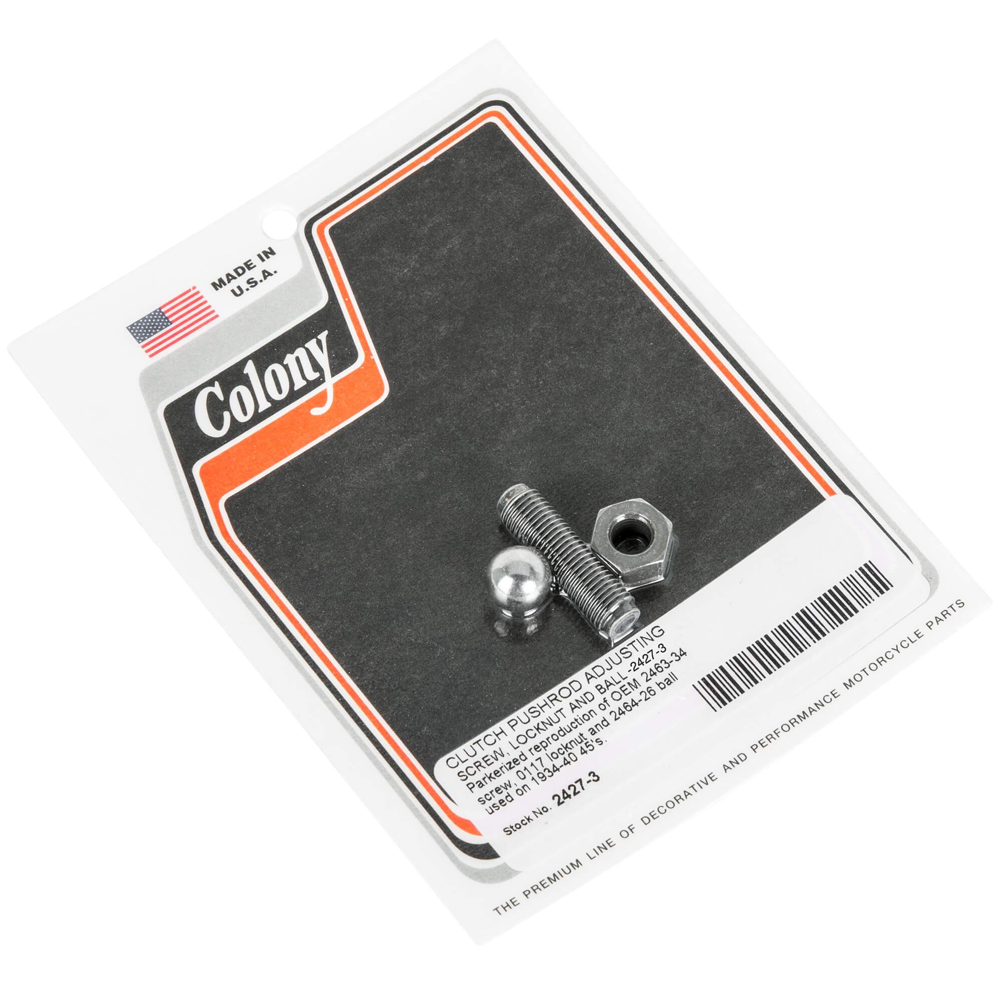 #2427-3 Clutch Pushrod Adjusting Screw Lock Nut And Ball 1934-1940 Harley-Davidson 45s - Parkerized