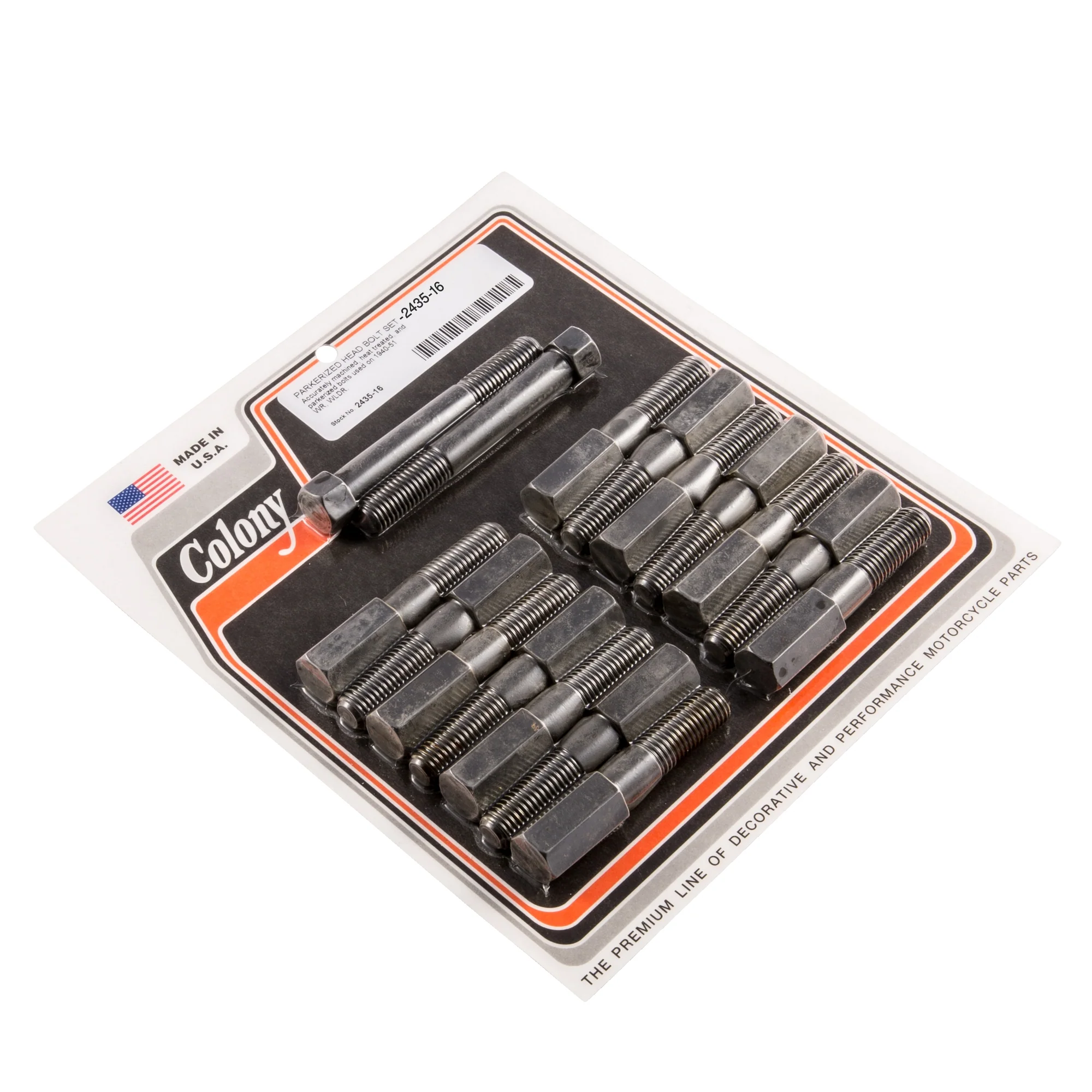 #2435-16 Head Bolt Set 1940-1951 Harley-Davidson WR/WLDR - Parkerized