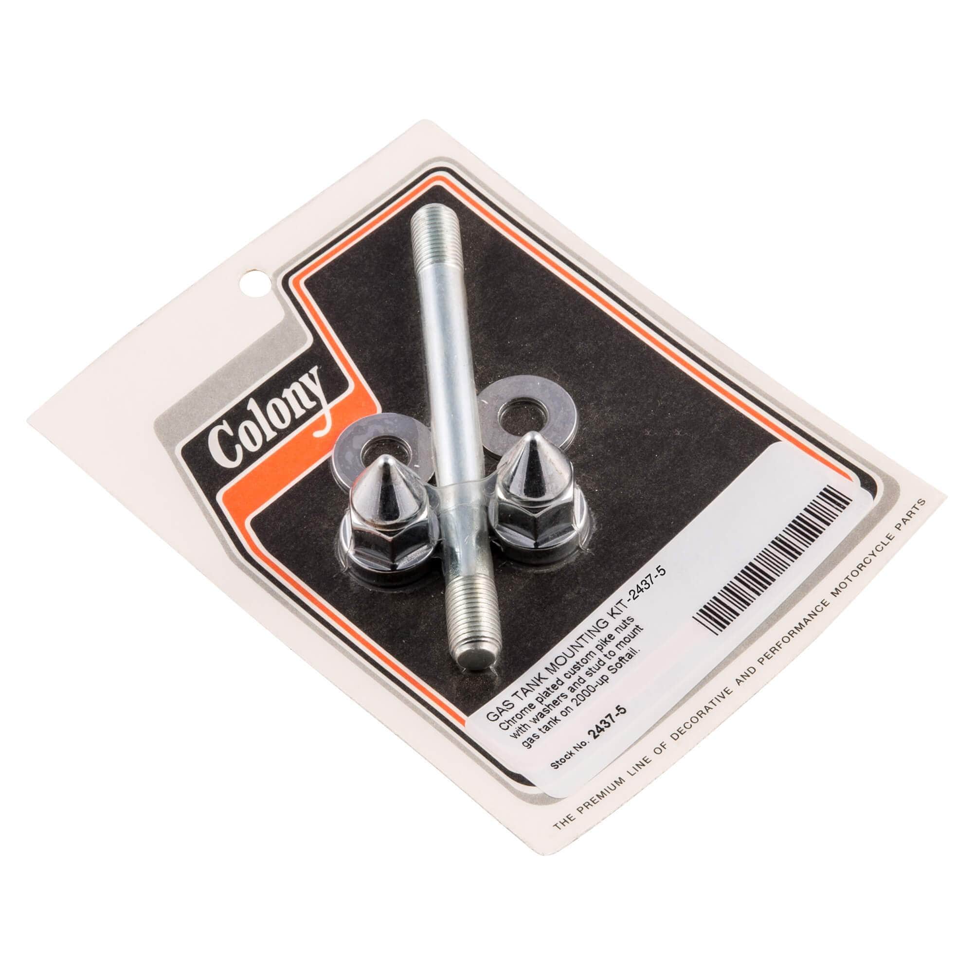 #2438-5 Gas Tank Pike Nut Mounting Kit 2000-Up Harley-Davidson Softail - Chrome Plated